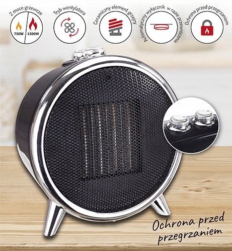 Grzejnik Ceramiczny AD 7742 1500W Termostat 2 Poziomy Mocy