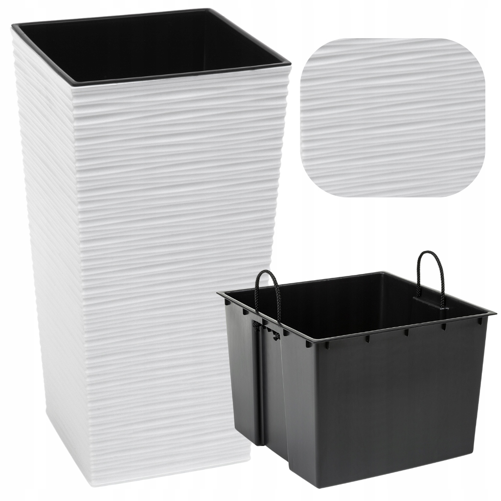 Doniczka Donica Lamela Finezja Dłuto 35x35h68 Biała Wkład