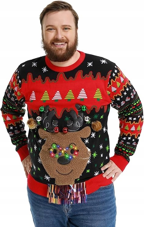 Vánoční svetr Unisex Zábavný Sob Brýle Led Bombičky Velikost M