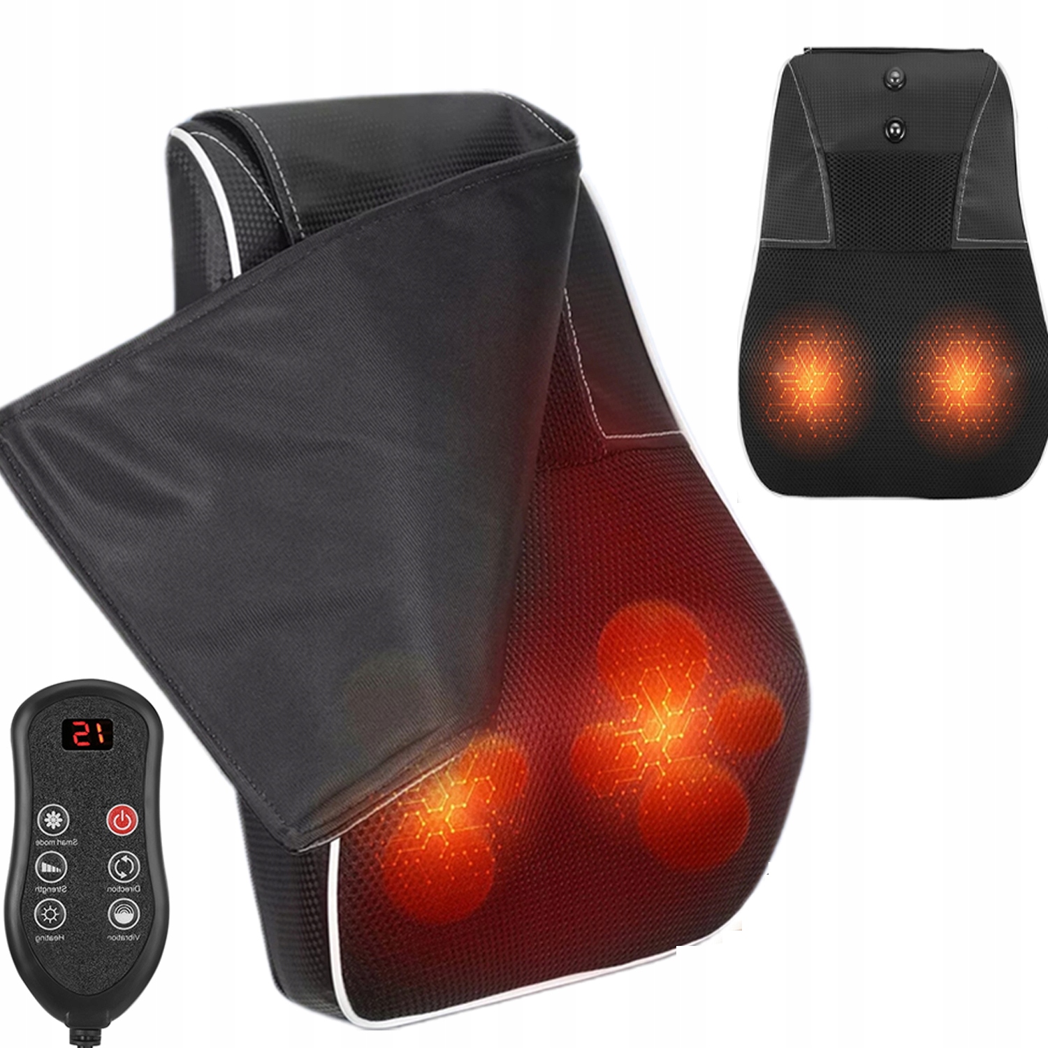 Masażer Lędźwi Lumbar Heating Pad Ciepło Wibracja Do Fotela Domowego