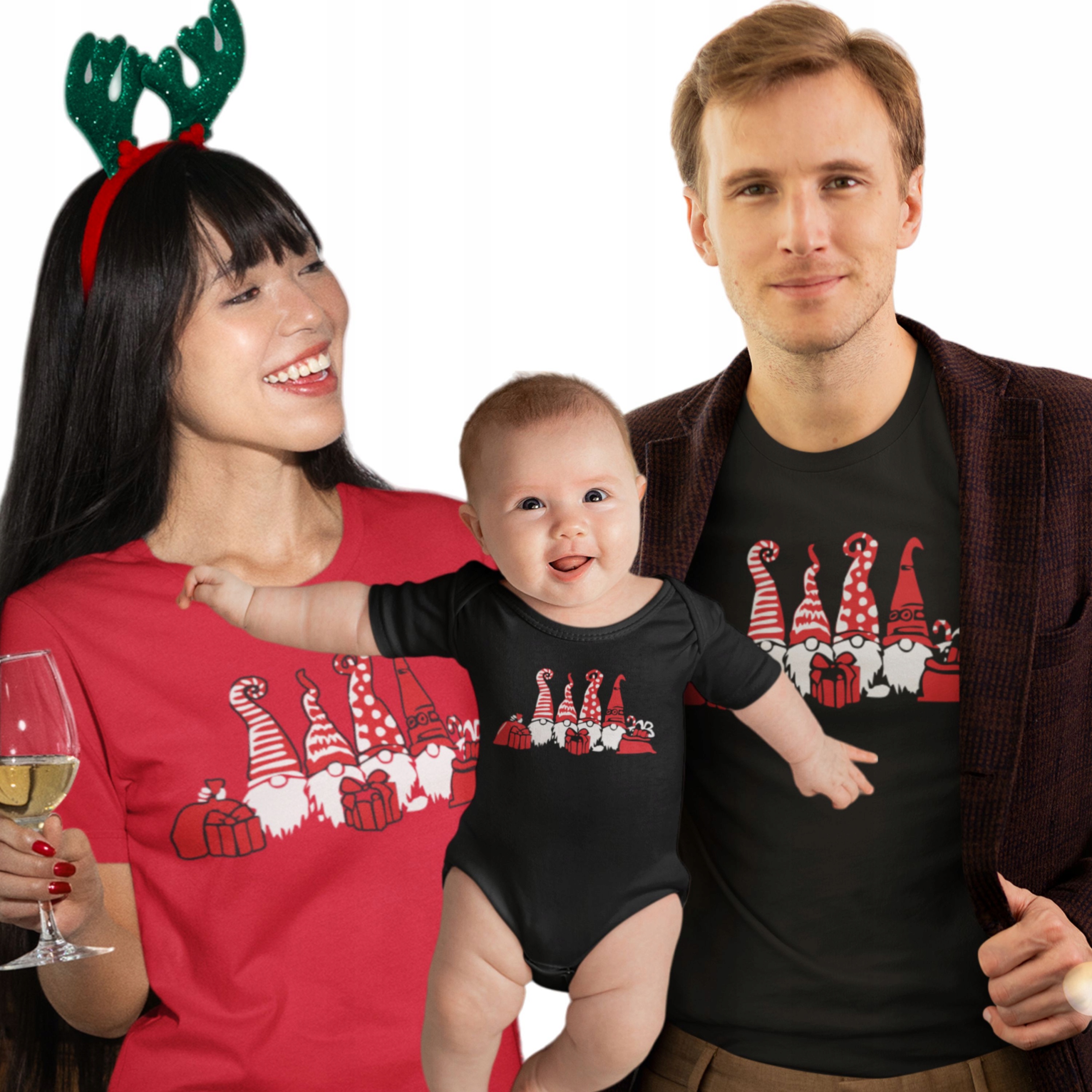 Vánoční trička pro celou rodinu 2+1 Rodinné body trička na sezení