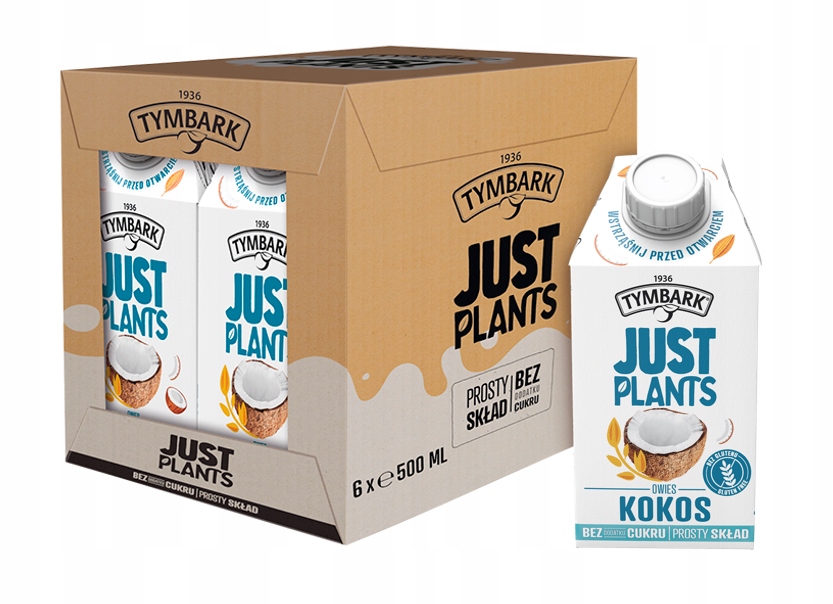 TYMBARK JUST PLANTS кокосовый растительный напиток без добавления сахара 6x 500ML