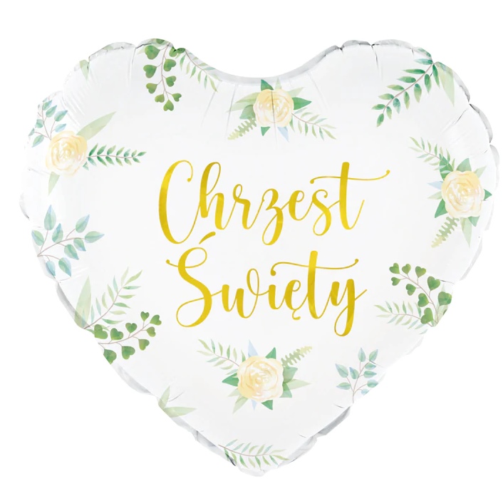 

Balon Serce na Chrzest Święty kwiaty dekoracje hel