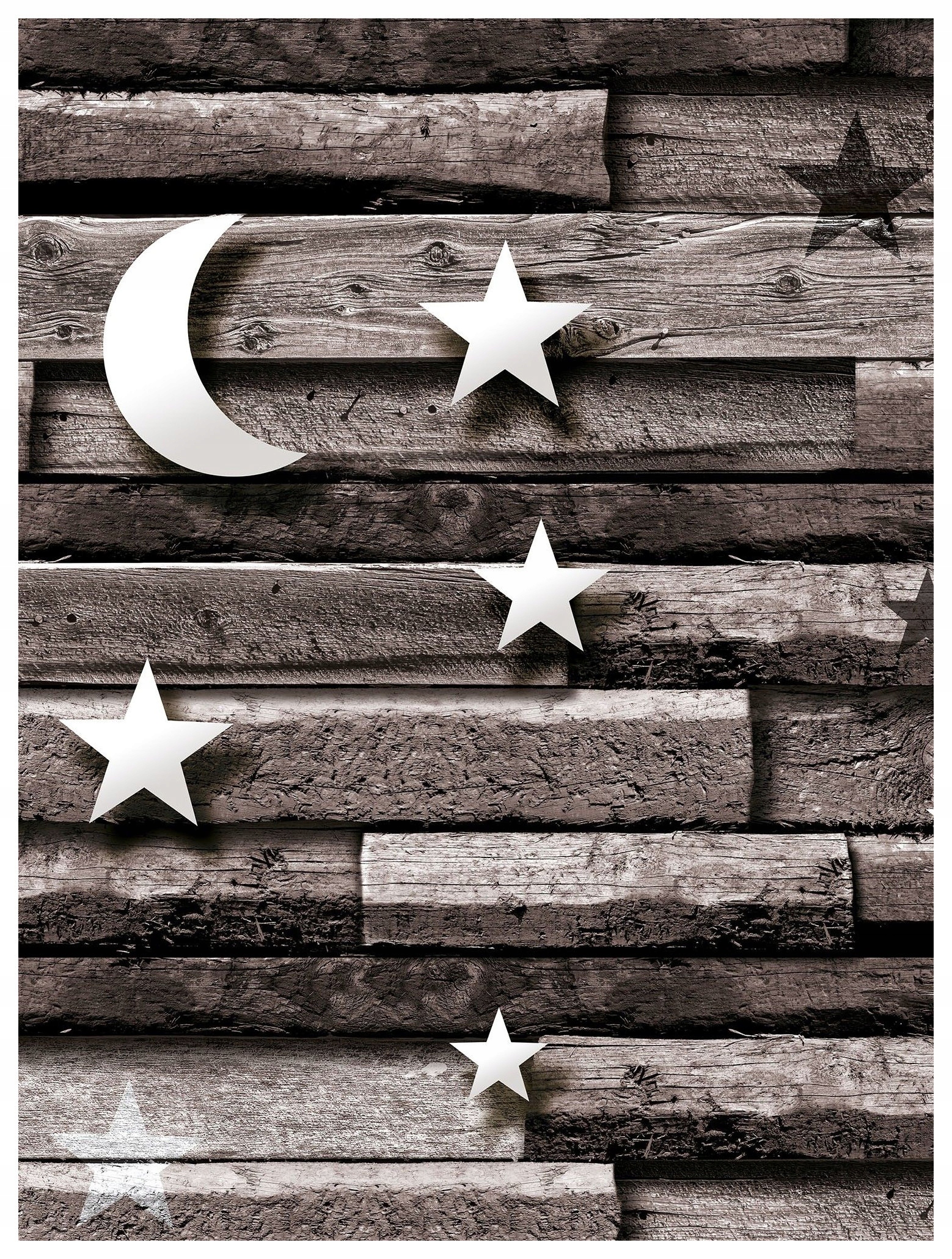 Fototapeta Půlměsíc a hvězdy na dřevěném pozadí vinylová 184x254 lepidlo