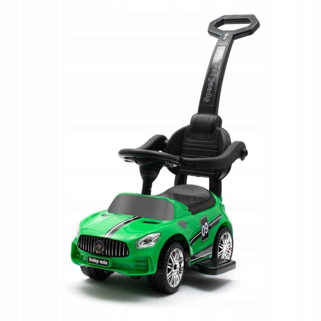 Jeździk dziecięcy z dźwiękiem i rączką Racer ziel