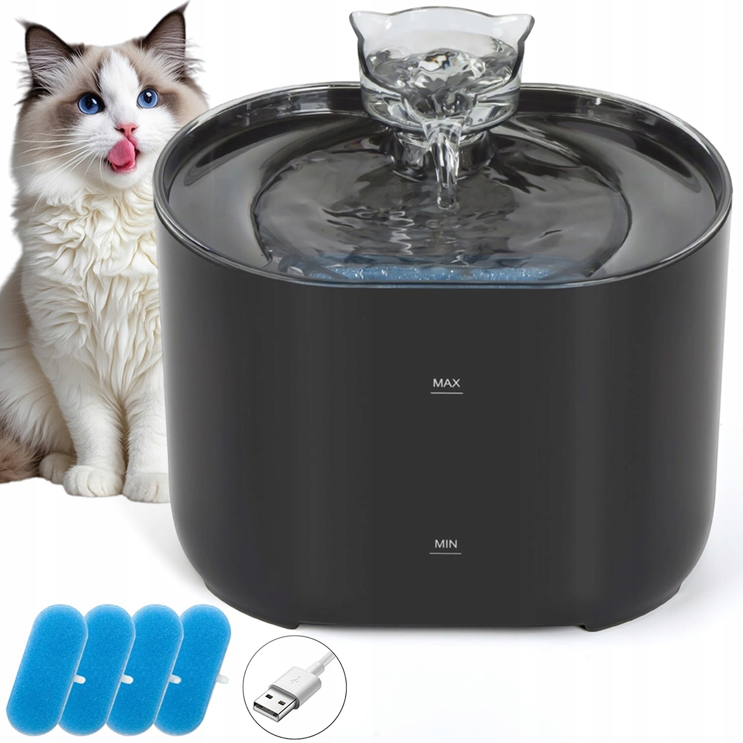 Levně Napáječka Pro Kočky Psa Fontána Napáječka Automatická Miska Tichý Filtr 2200 ML