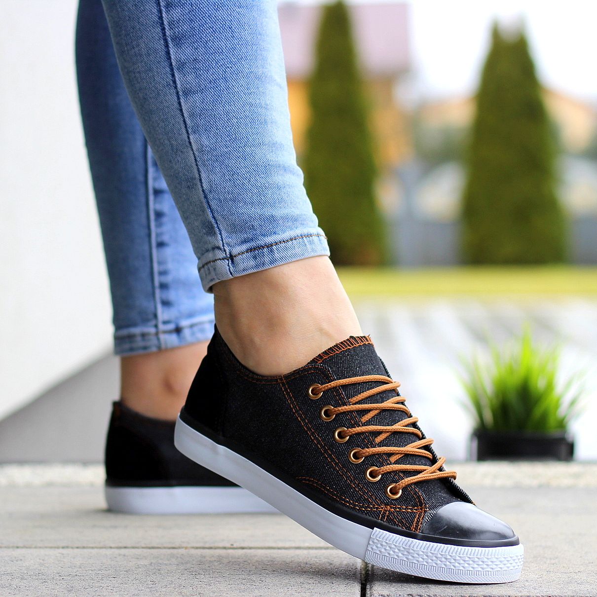 SPORTOWE GŁADKIE TENISÓWKI TRAMPKI DAMSKIE BLACK37 Kod producenta wsx