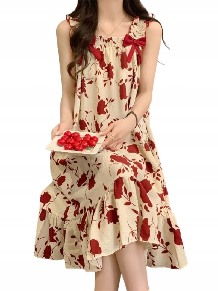 Roztomilá Košile Noční Kokardy Volán Květiny Tenká A Vzdušná L