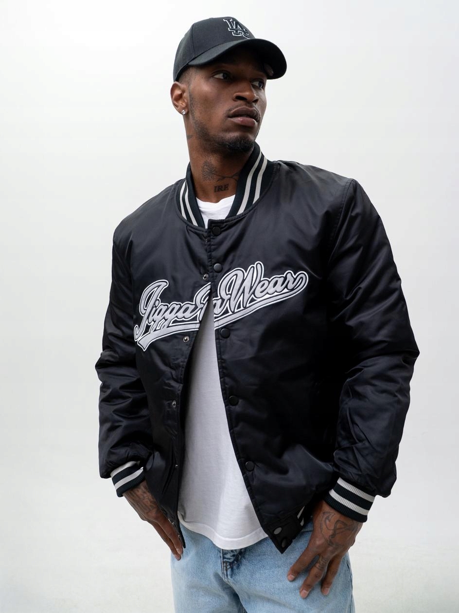 Pánská Bunda Bejzbolka Černá Jigga S Náplety College Jacket Baseball L