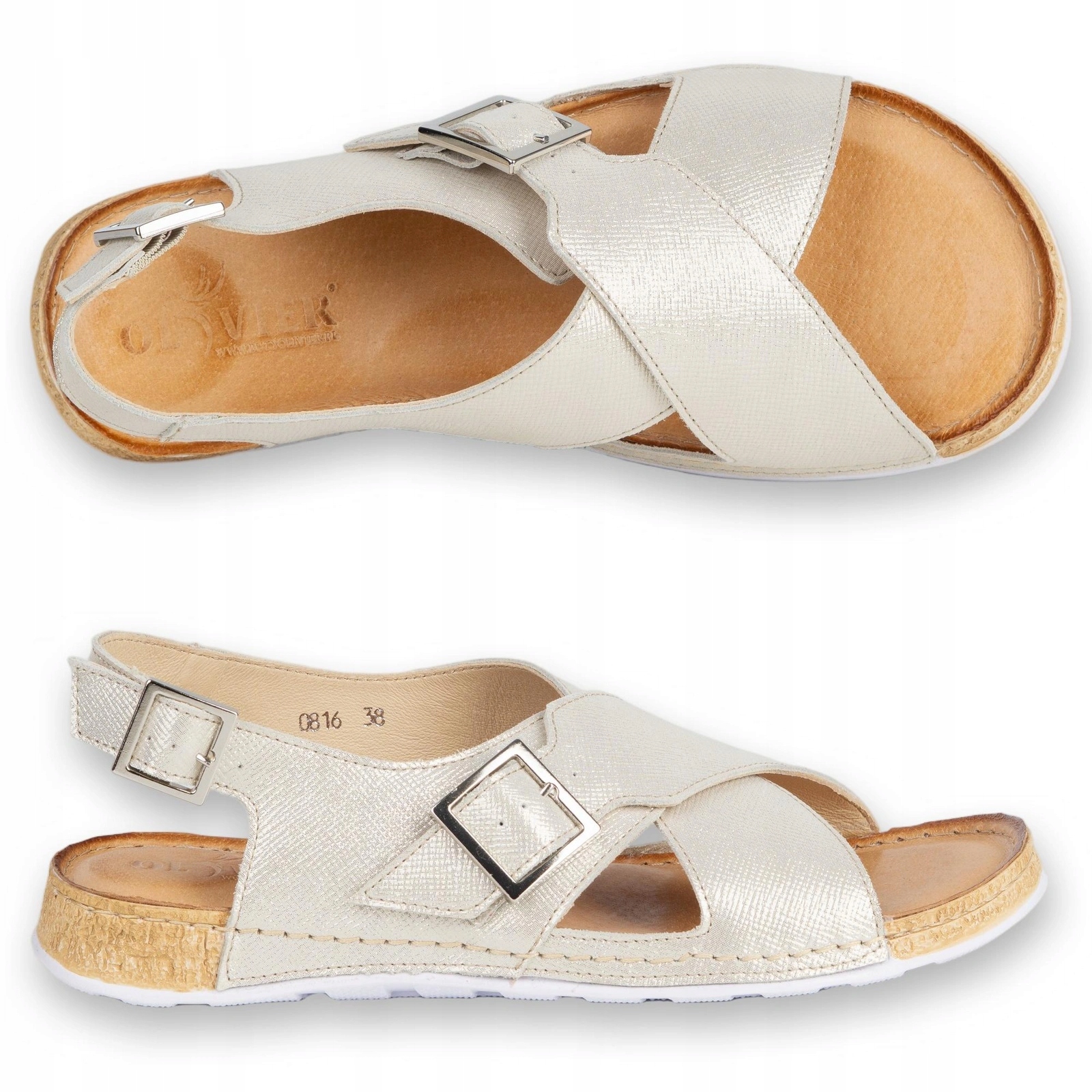 Dámské sandály barefoot-friendly Dallia kožené, zlaté 38