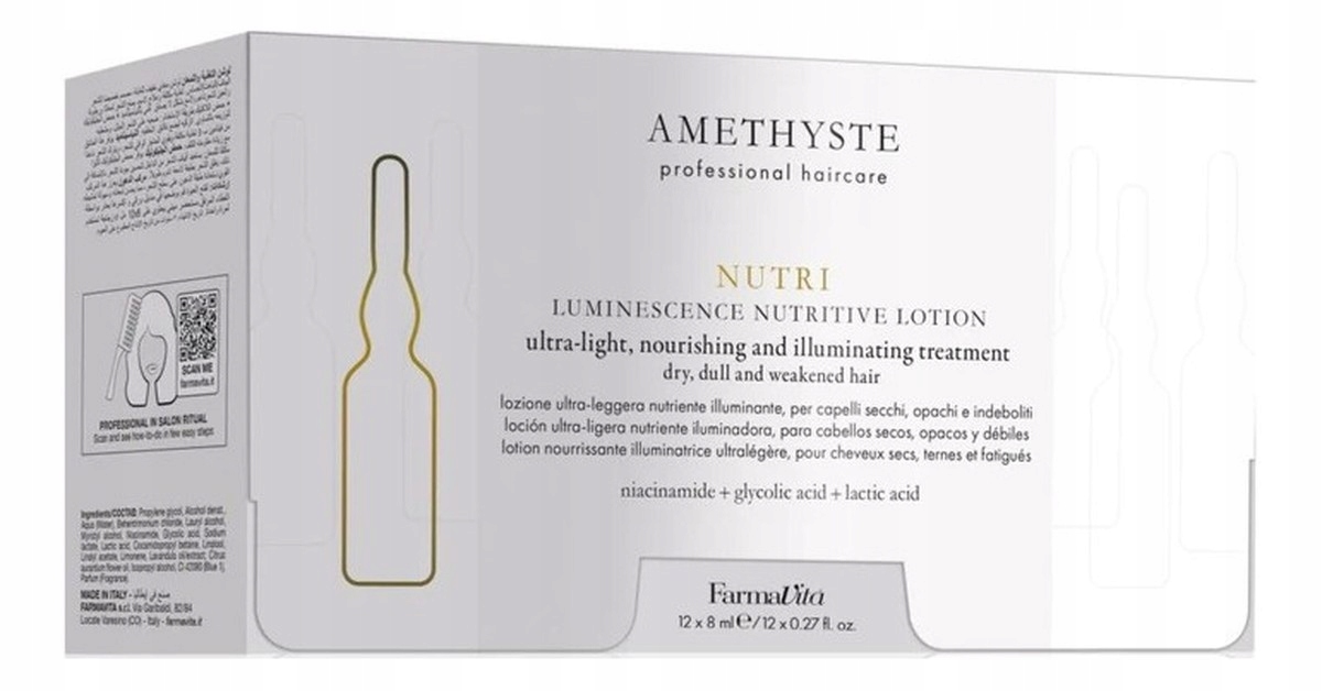 Farmavita Amethyste Nutri rozjasňující lotion pro suché vlasy 12x 8ml