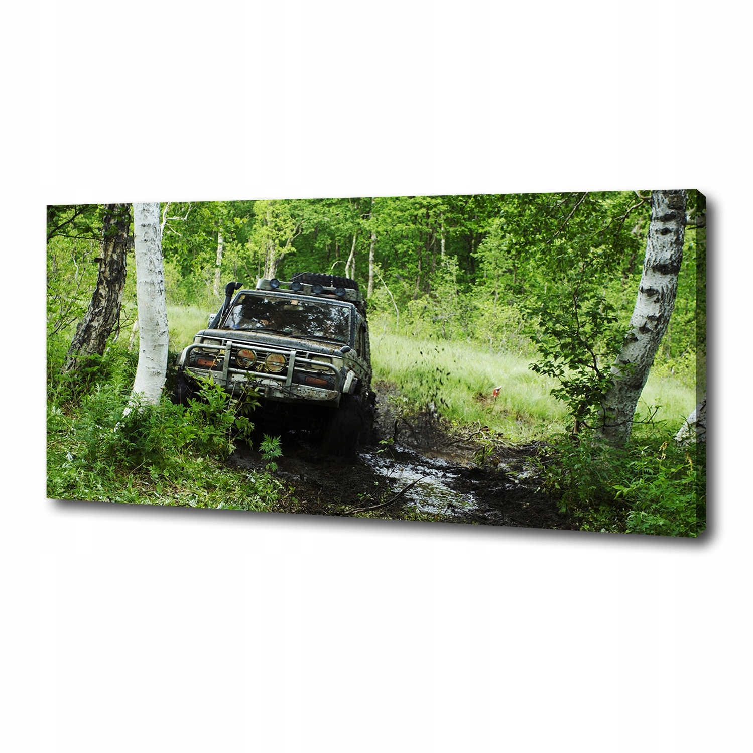 

Foto obraz duży na płótnie Jeep w lesie 125x50 cm