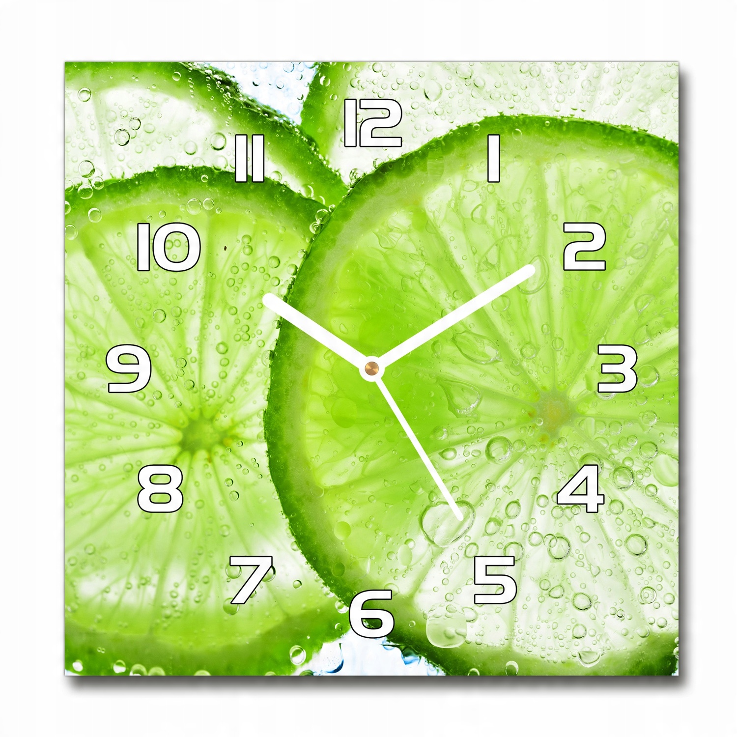 

Zegar szklany na ścianę Limonki pod wodą 30x30 cm