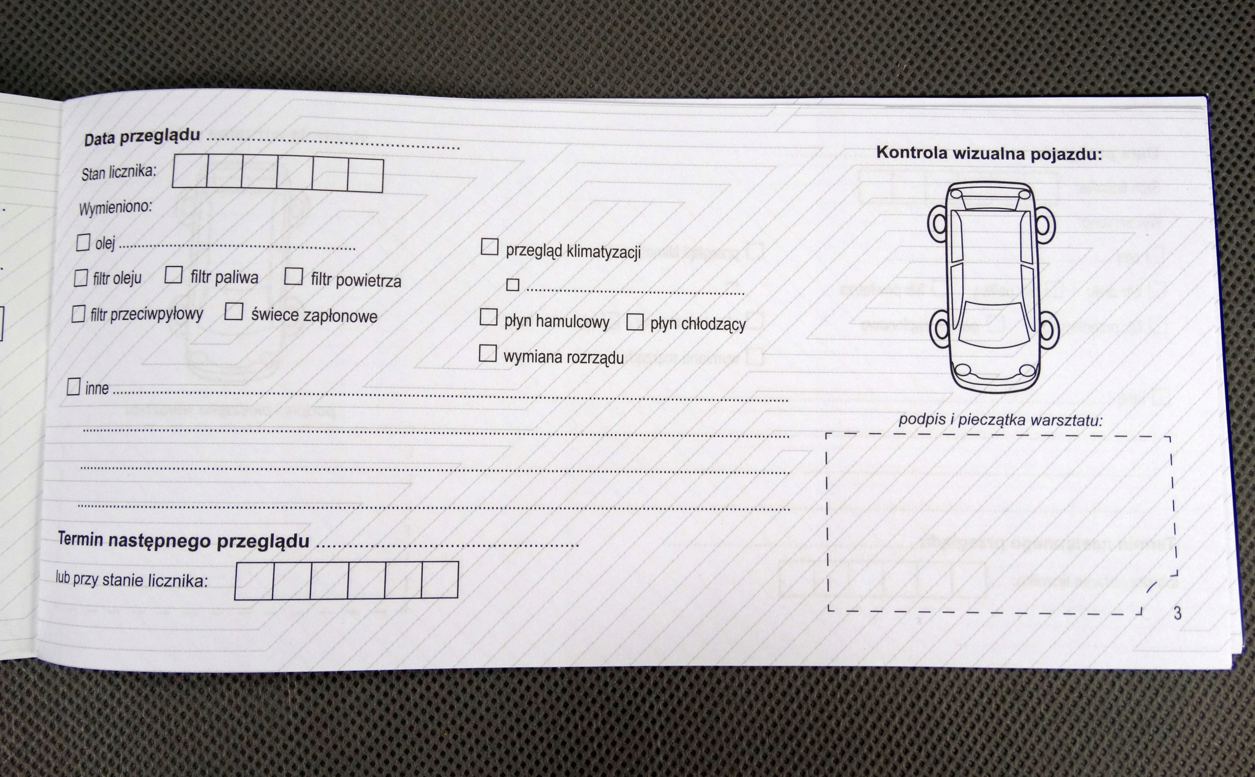 KSIĄŻECZKA SERWISOWA DO PRZEGLĄDÓW I NAPRAW / UNIWERSALNA / 26 STRON Marka Inna