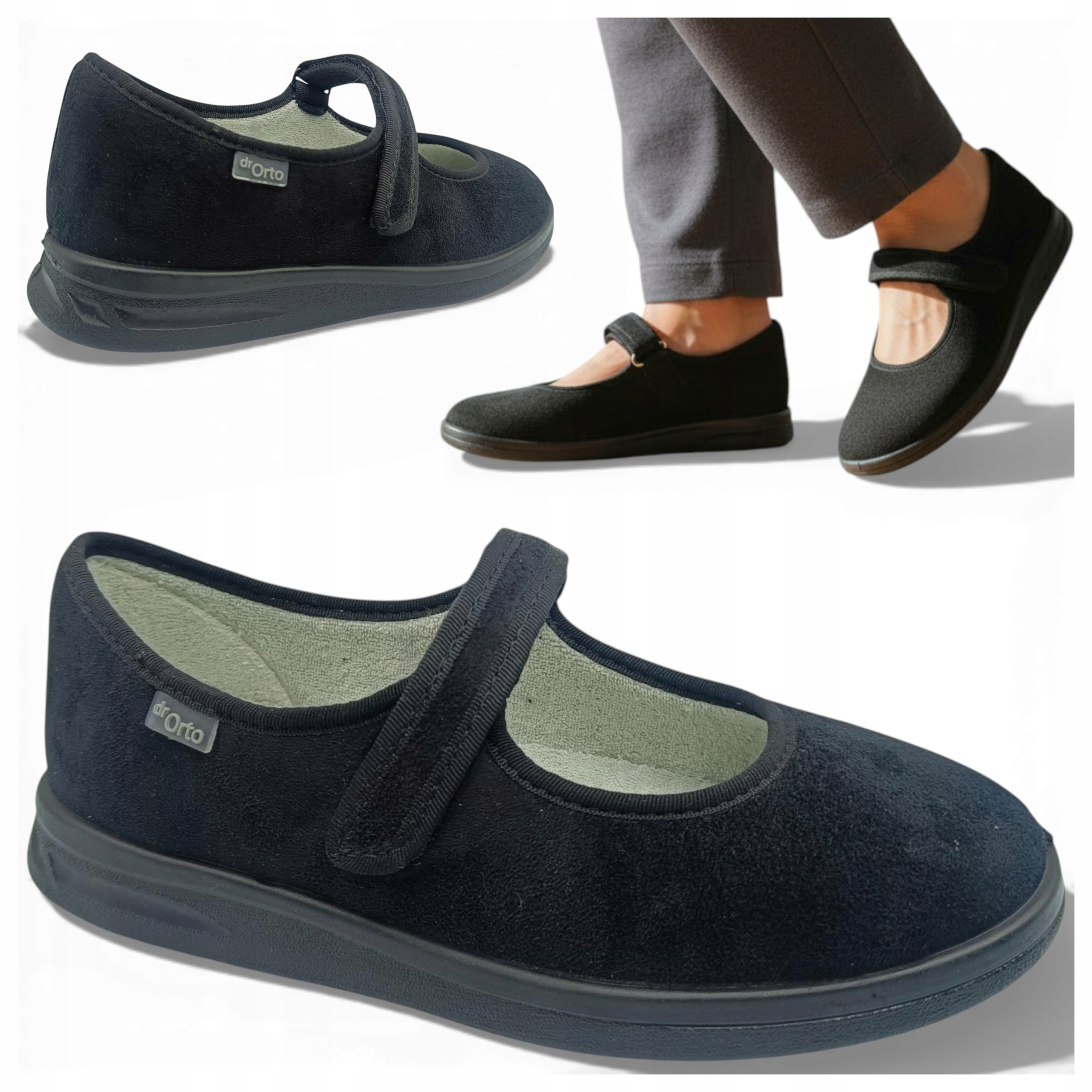 Dámské Papuče Ortopedické Na Suchý Zip 42 Dr Orto Zdravotní teplé černé