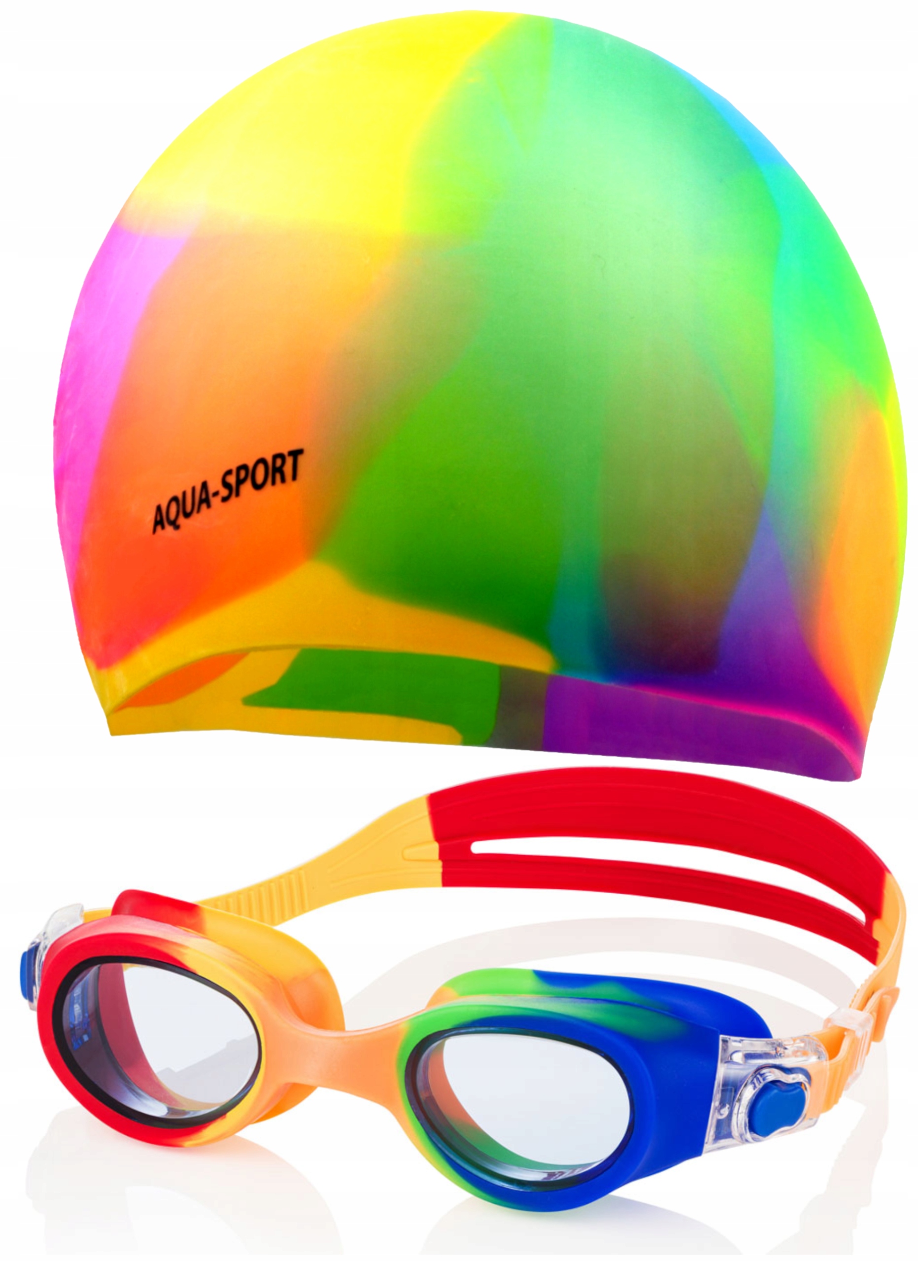Zestaw na basen: OKULARY DO PŁYWANIA CZEPEK PŁYWACKI SILIKONOWY DLA DZIECI