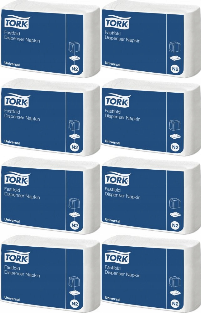 Serwetki dyspenserowe Tork Fastfold N2 10933 300 listków biały x8