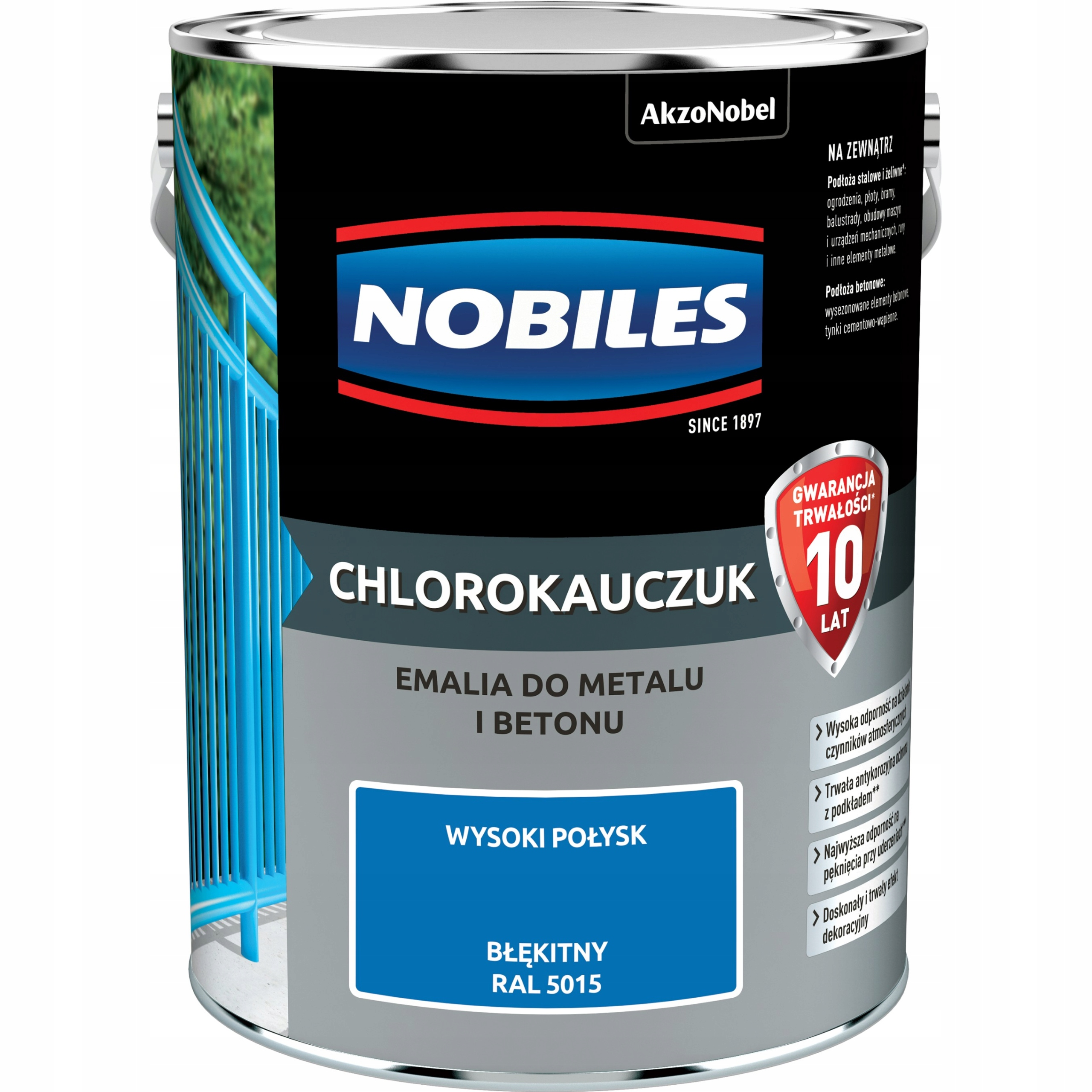Nobiles Emalia Chlorokauczuk Błękitny Ral 5015 5L