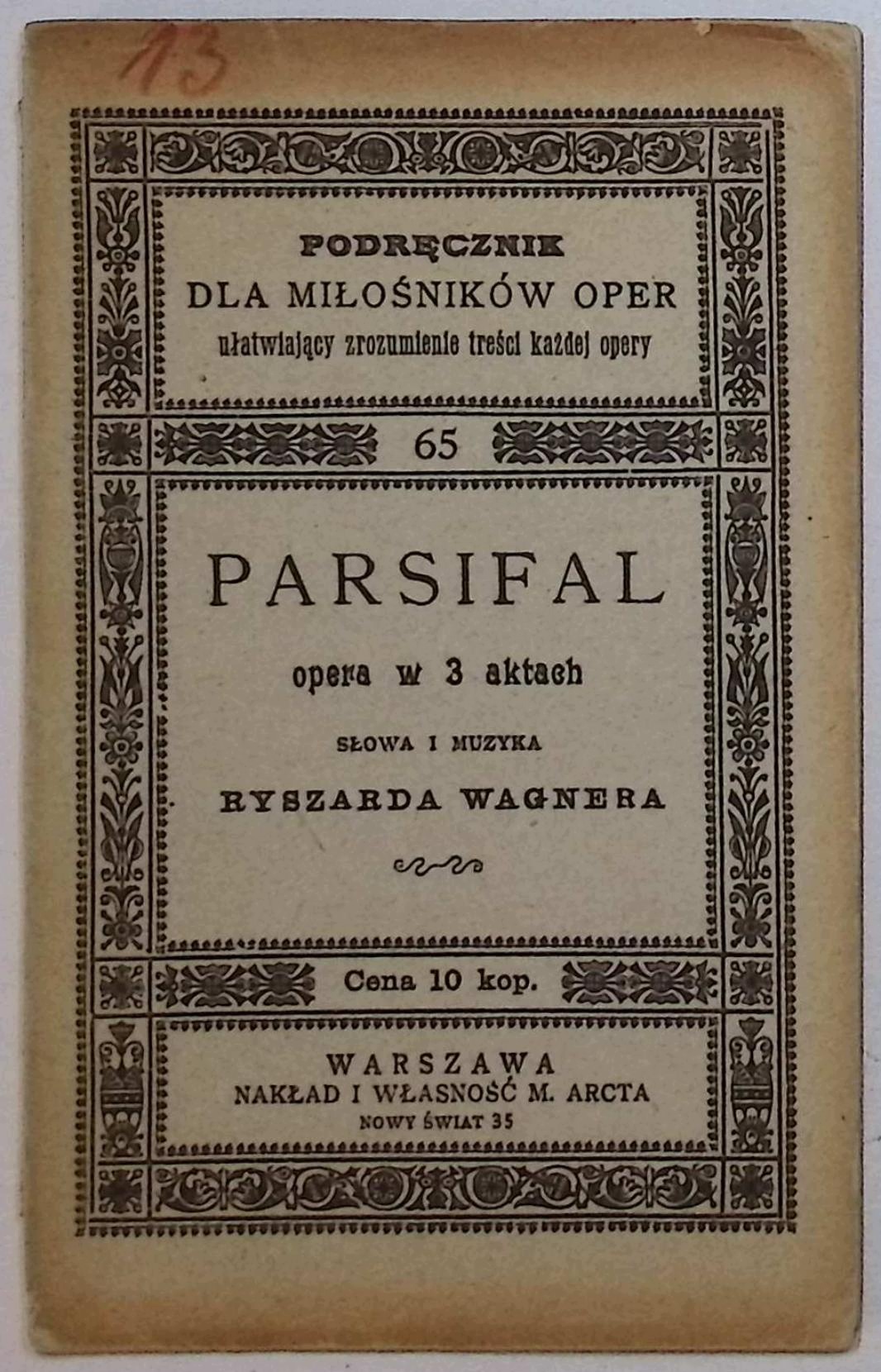 Parsifal. Opera w 3 aktach (1900 r.)