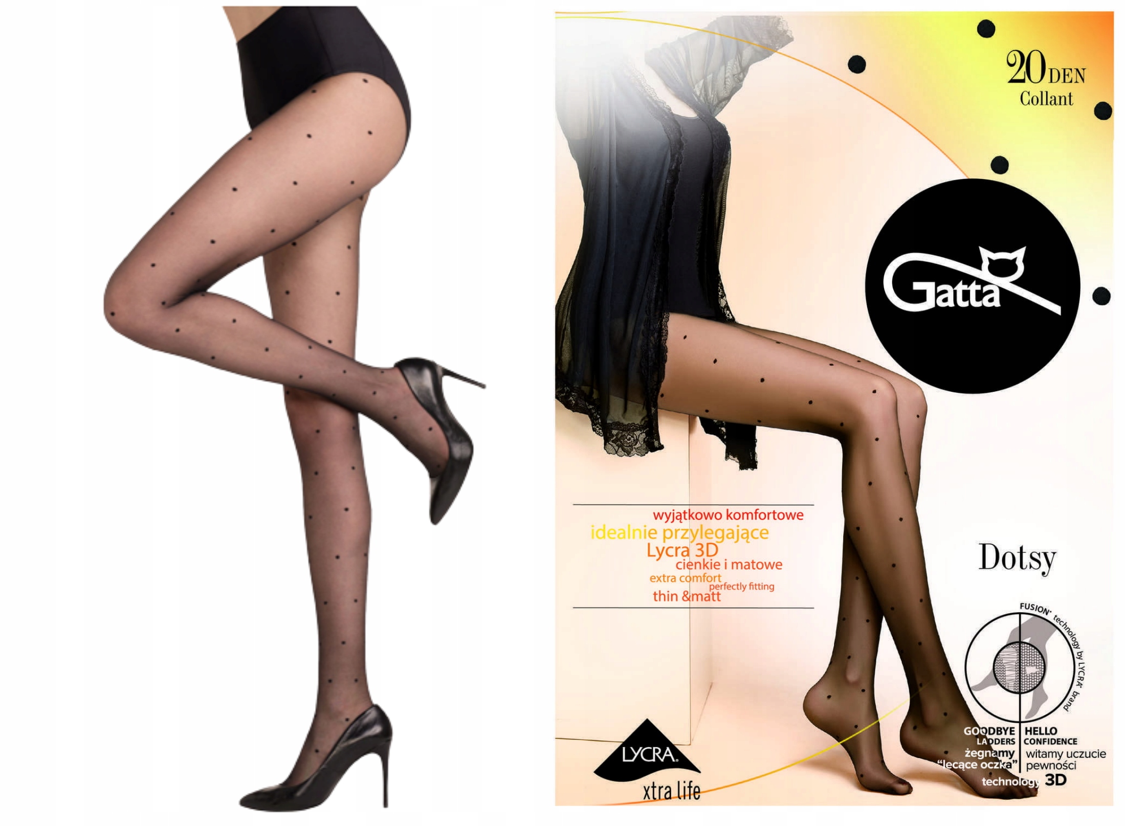 

Rajstopy damskie w kropki Dotsy 03 Gatta 3-M nero