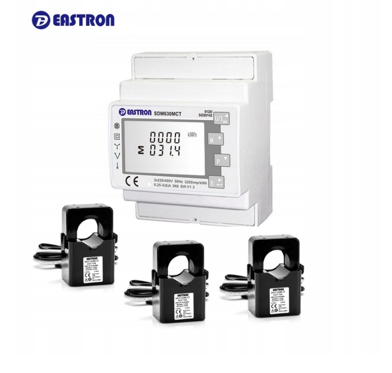 Počítadlo Energie Eastron SDM630MCT Esct FI24 100A/5A 3 ks s kabelem