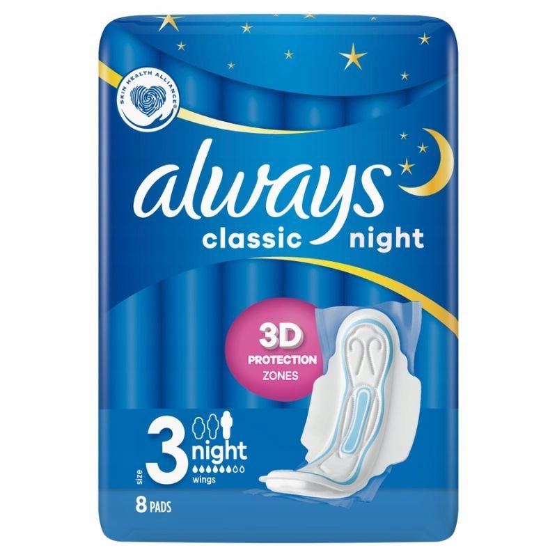 

Podpaski Always Classic Night 8szt ze skrzydełkami