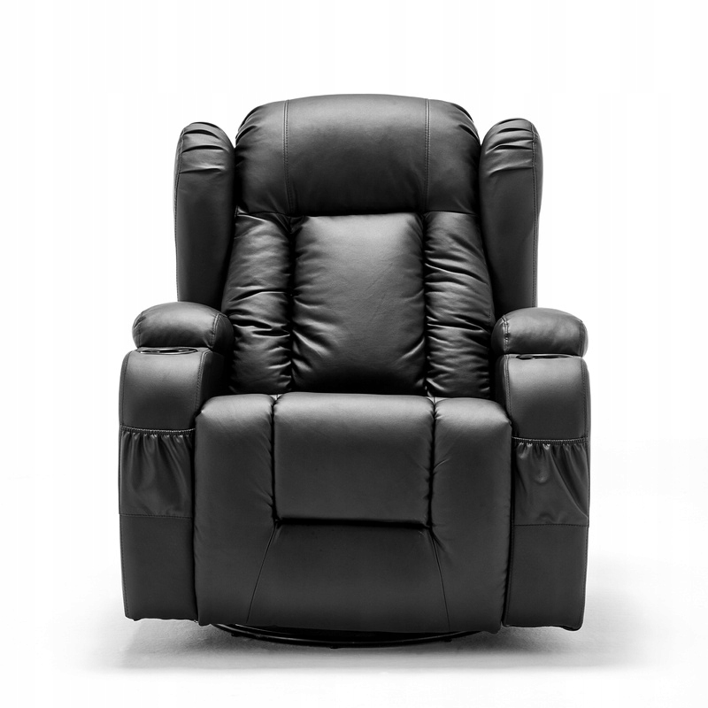 FOTEL WYPOCZYNKOWY MASAŻ + GRZANIE CZARNY Szerokość mebla 88 cm