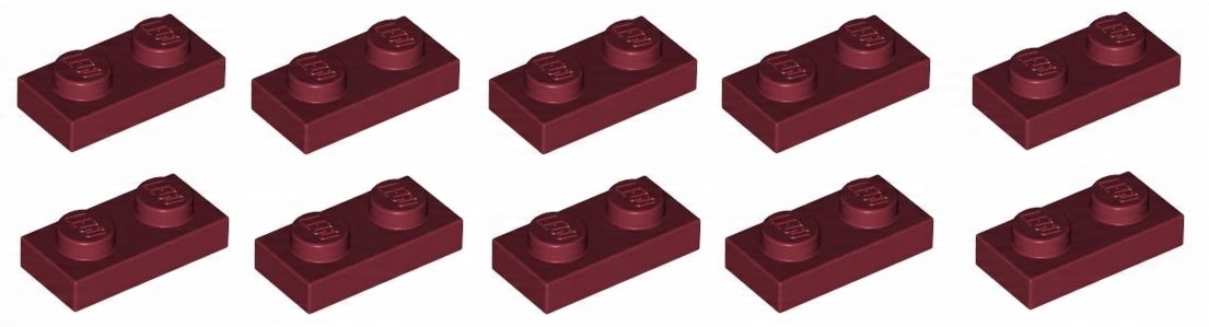 

Lego płytka 1x2 bordowa 10szt. 3023 Nowa