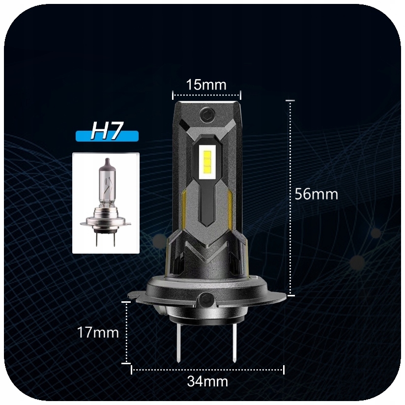 Żarówki H7 LED CSP biała 6500K 1do1 12V CANBUS CAN MOCNE WIECEJ ŚWIATŁA Producent Inny
