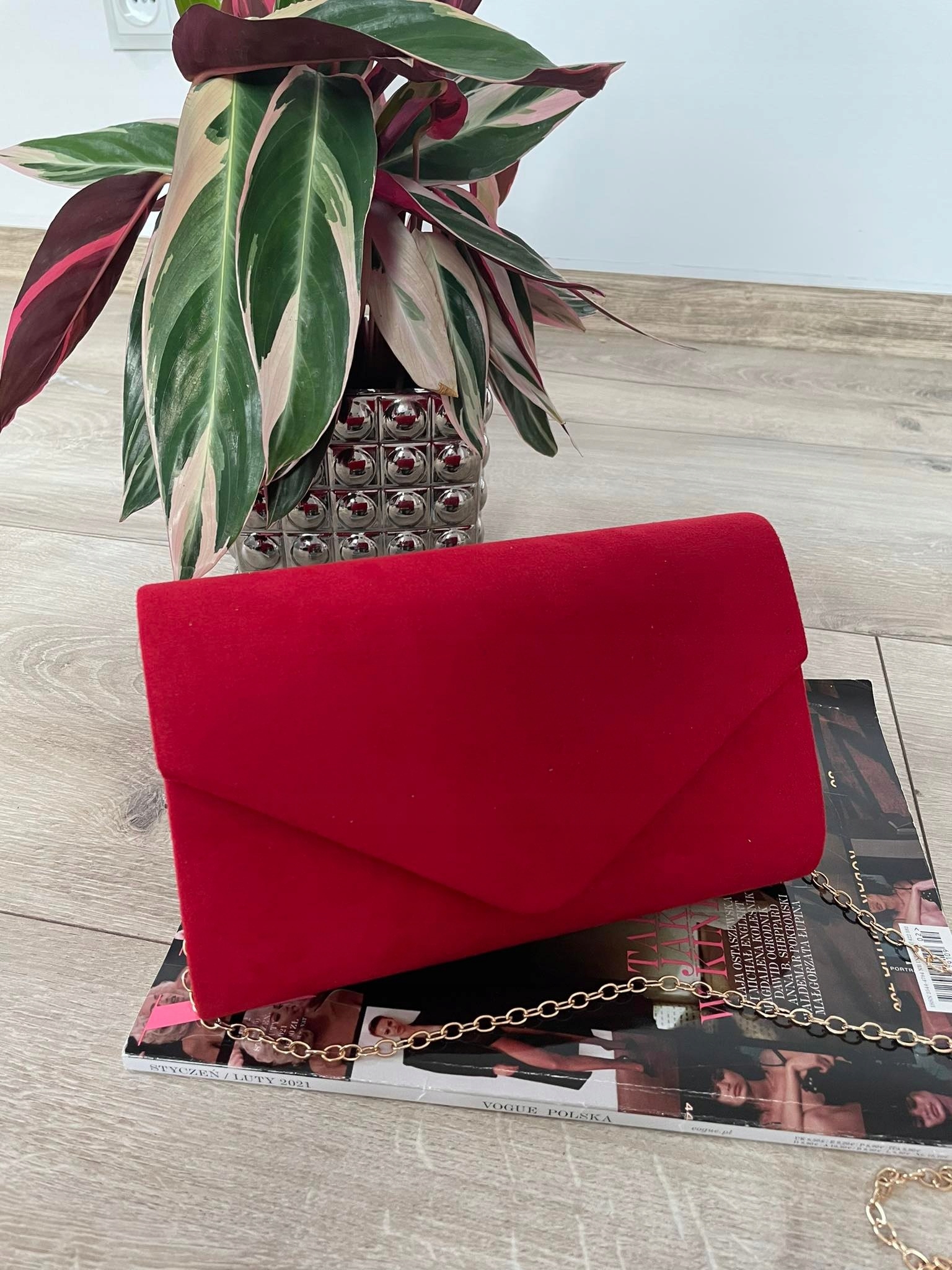 ZAMSZOWA TOREBKA KOPERTÓWNA na łańcuszku CZERWONA Marka T&L