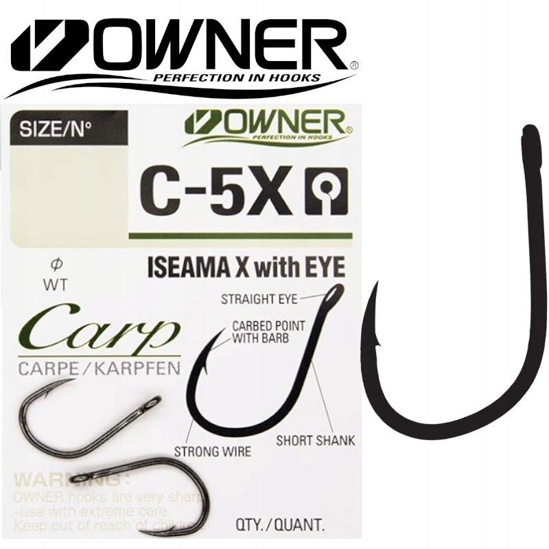 Haczyki Karpiowe Owner C5 Carp Iseama X Nr 1 6szt Z Oczkiem Zadziorem Ostre