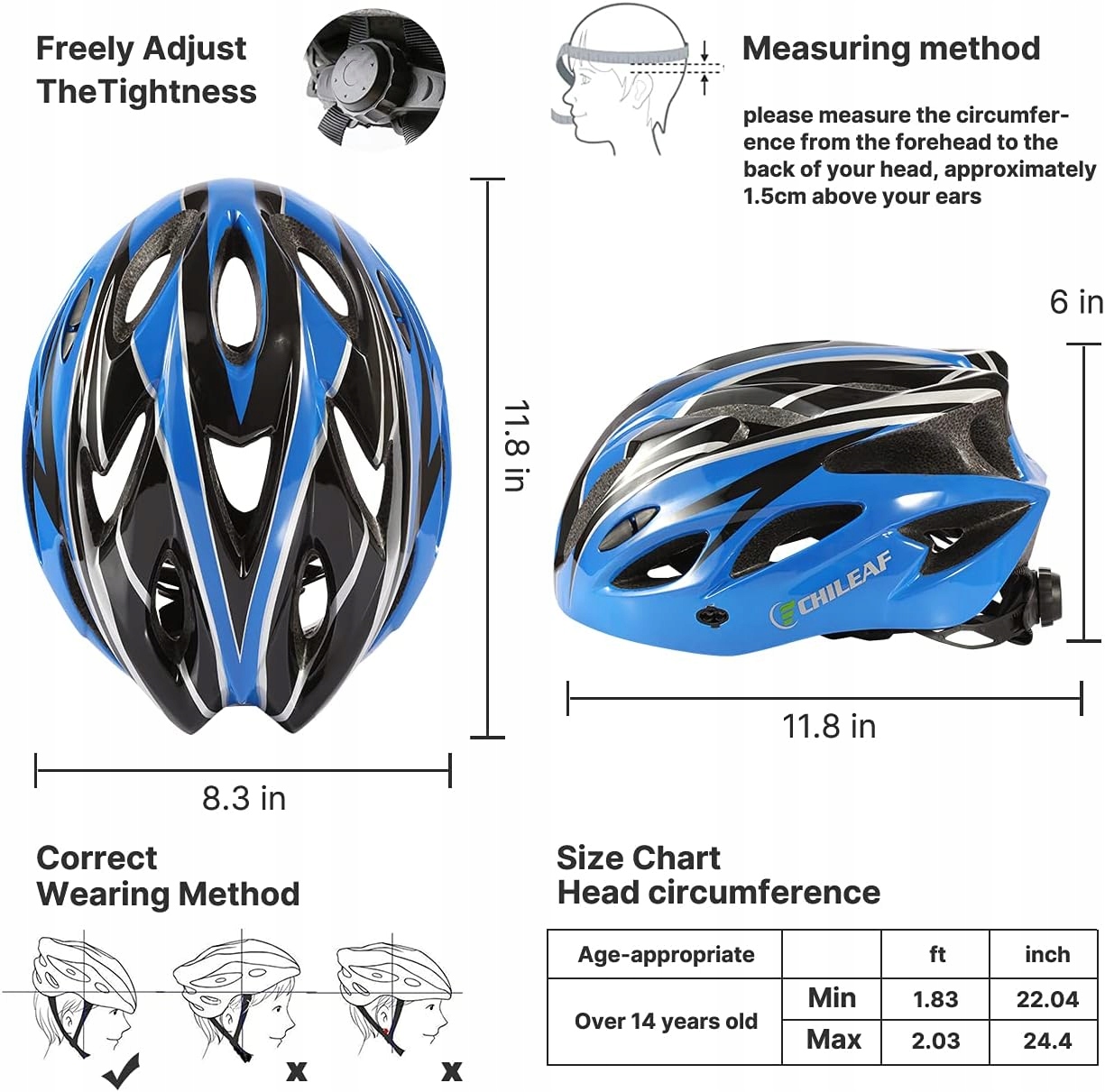 KASK OCHRONNY ROWEROWY REGULOWANY Z OTWORAMI NIEBIESKI Marka Luka