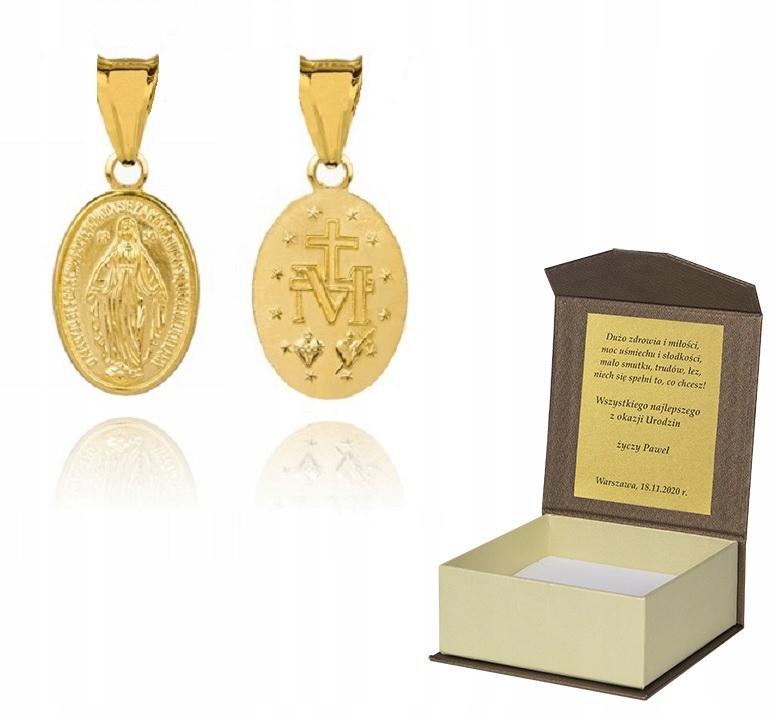 Zlatý medailonek Matka Boží stříbro pozlacené M20