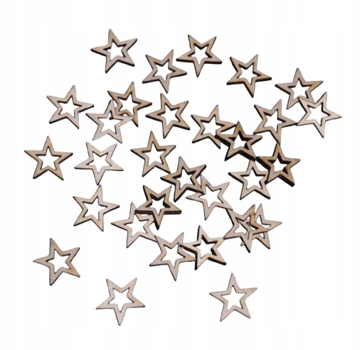 Drewniane gwiazdki gwiazdy gwiazda ażur scrapki ze sklejki 2 x 2 cm 30 szt.