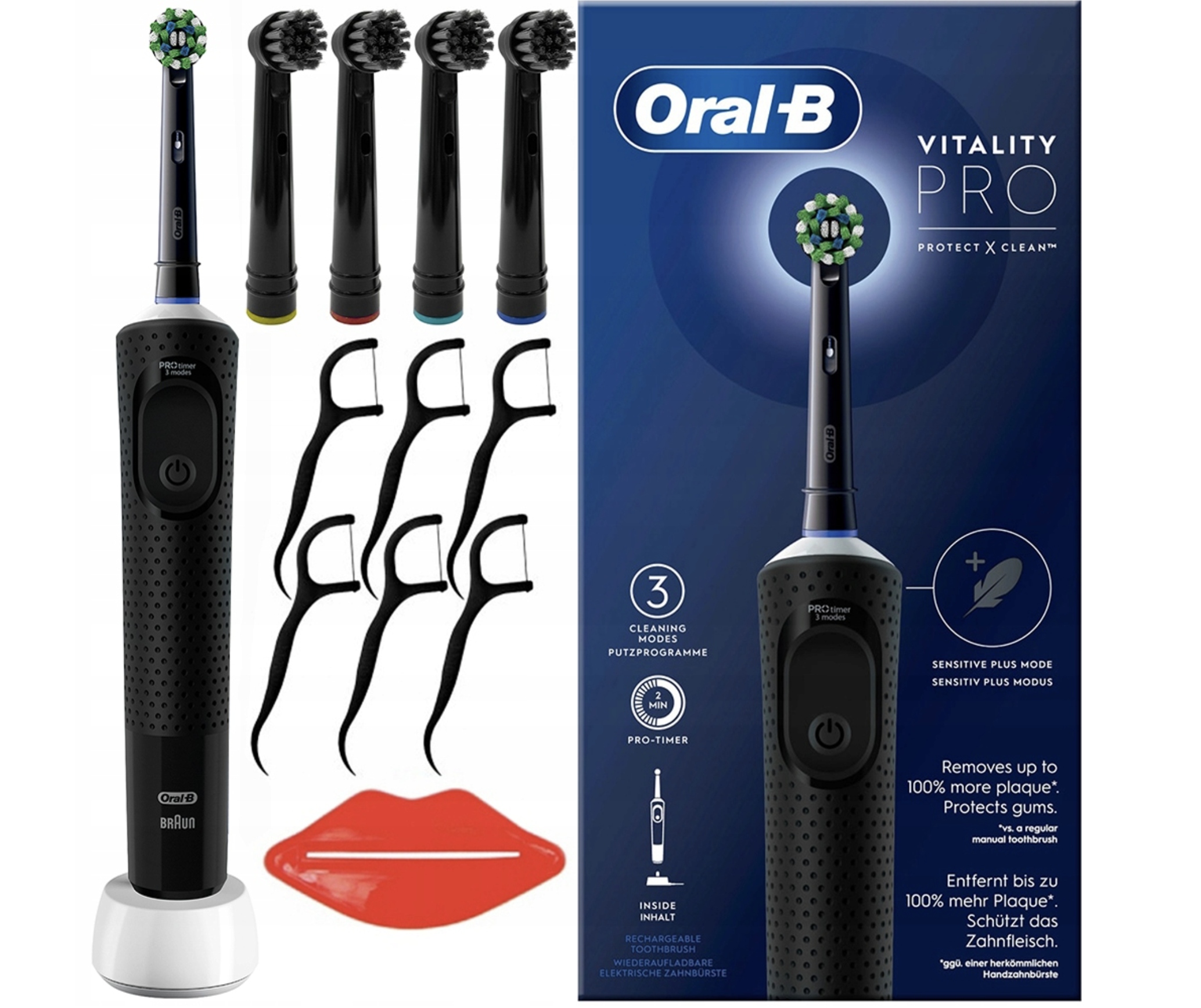 Zestaw Elektryczna Szczoteczka Do Zębów Oral-b Vitality Końcówki Dodatki