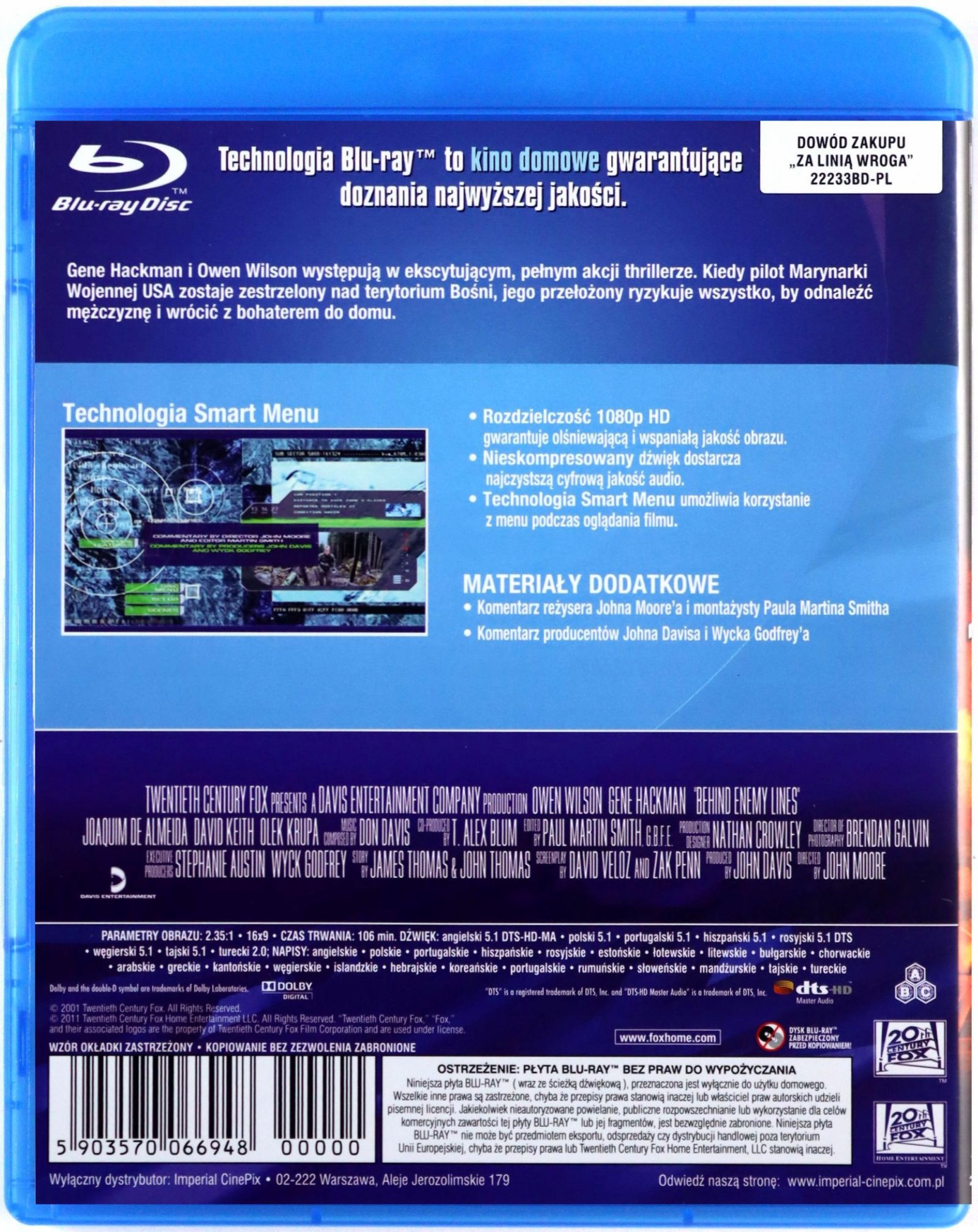 ZA LINIĄ WROGA [BLU-RAY] Stan opakowania oryginalne