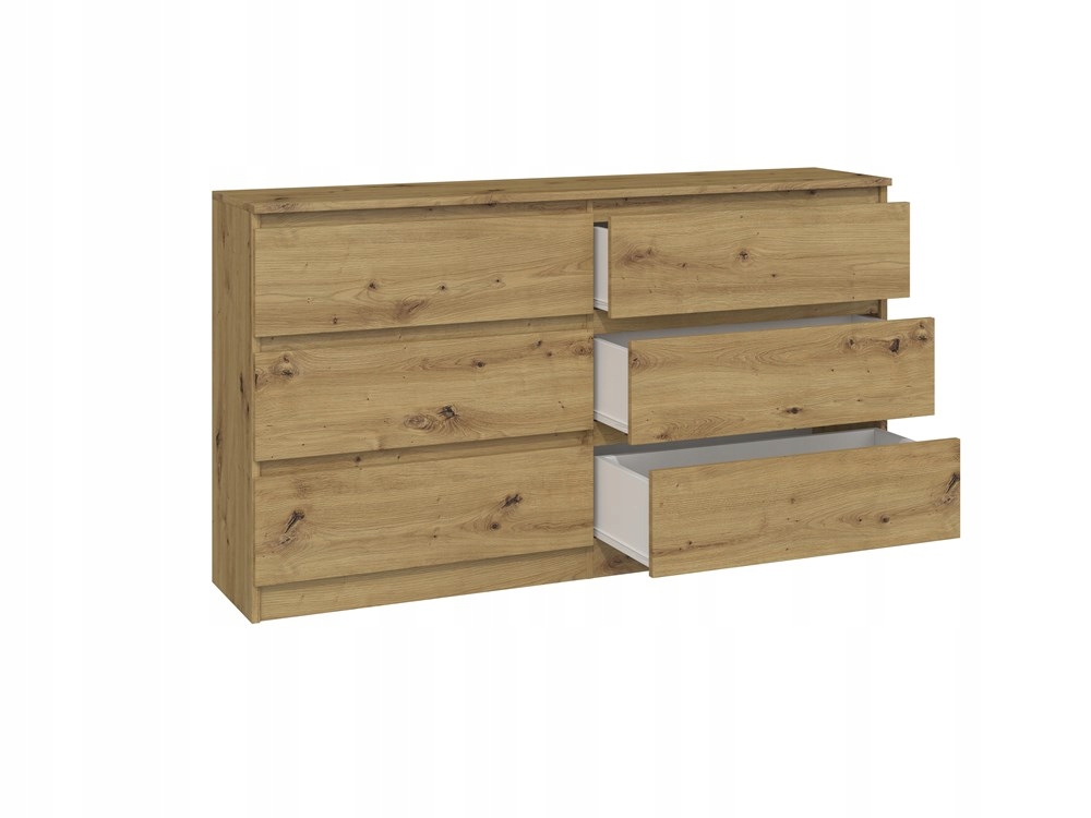 KOMODA NOWOCZESNA 140CM DĄB ARTISAN SŁUPEK REGAŁ SZAFKA SCHOWEK SZUFLADY Stan opakowania oryginalne