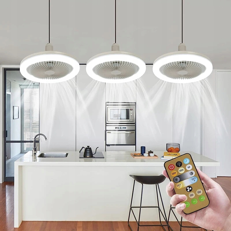 WENTYLATOR WIATRAK SUFITOWY STOJĄCY LAMPA E27 LED + PILOT 3 KOLOR Funkcje oscylacja timer inne