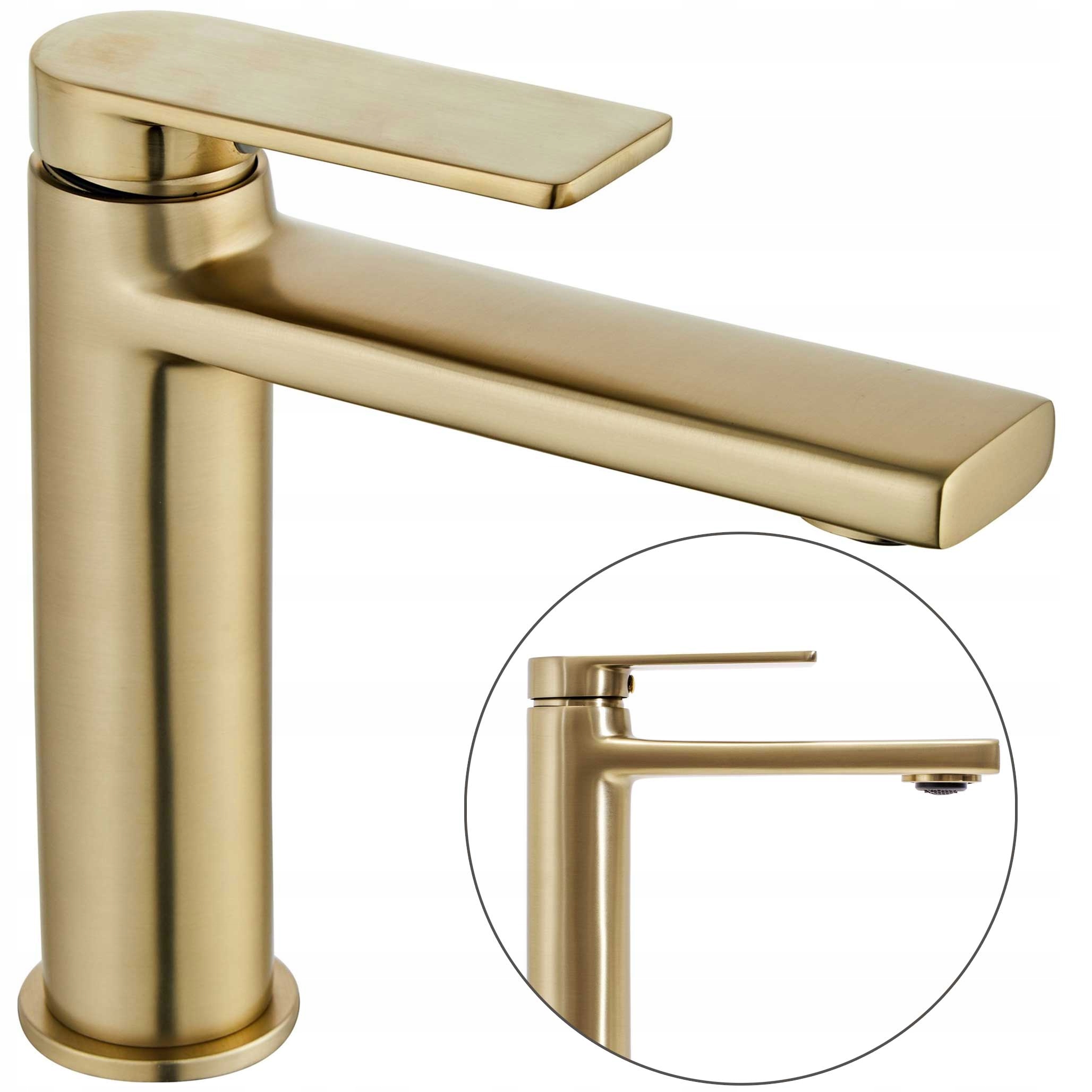 Nízka umývadlová batéria pre umývadlo Rea Verso Zlatá kartáčovaná