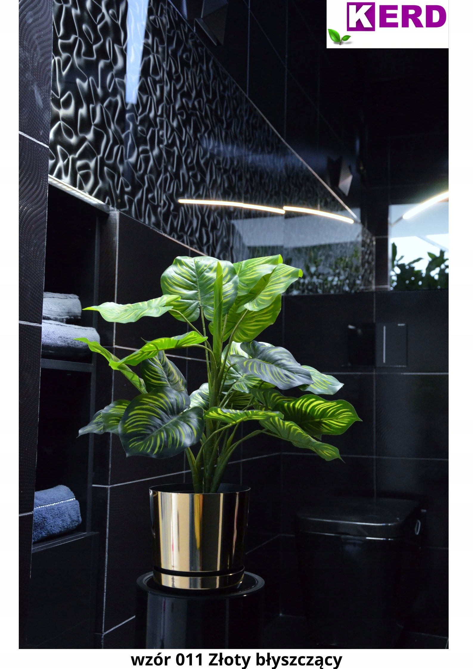 12 ZŁOTA BŁYSZCZĄCA wysoki połysk DONICZKA z podstawką z drenażem GLAMOUR Kształt Okrągły