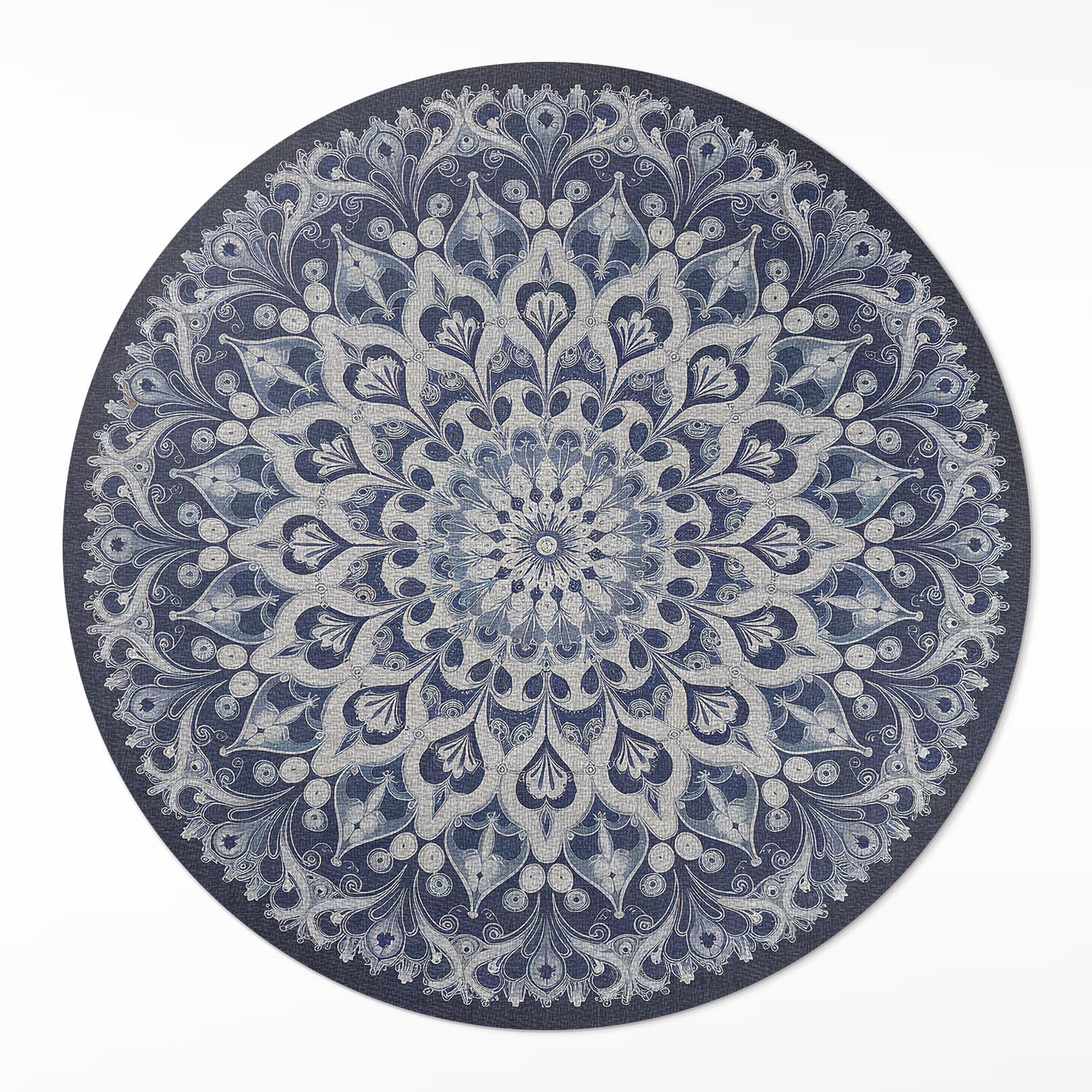 Moderný okrúhly koberec do obývačky Vinyl Rozmer ⌀ 110 cm Modrý perzský spánok