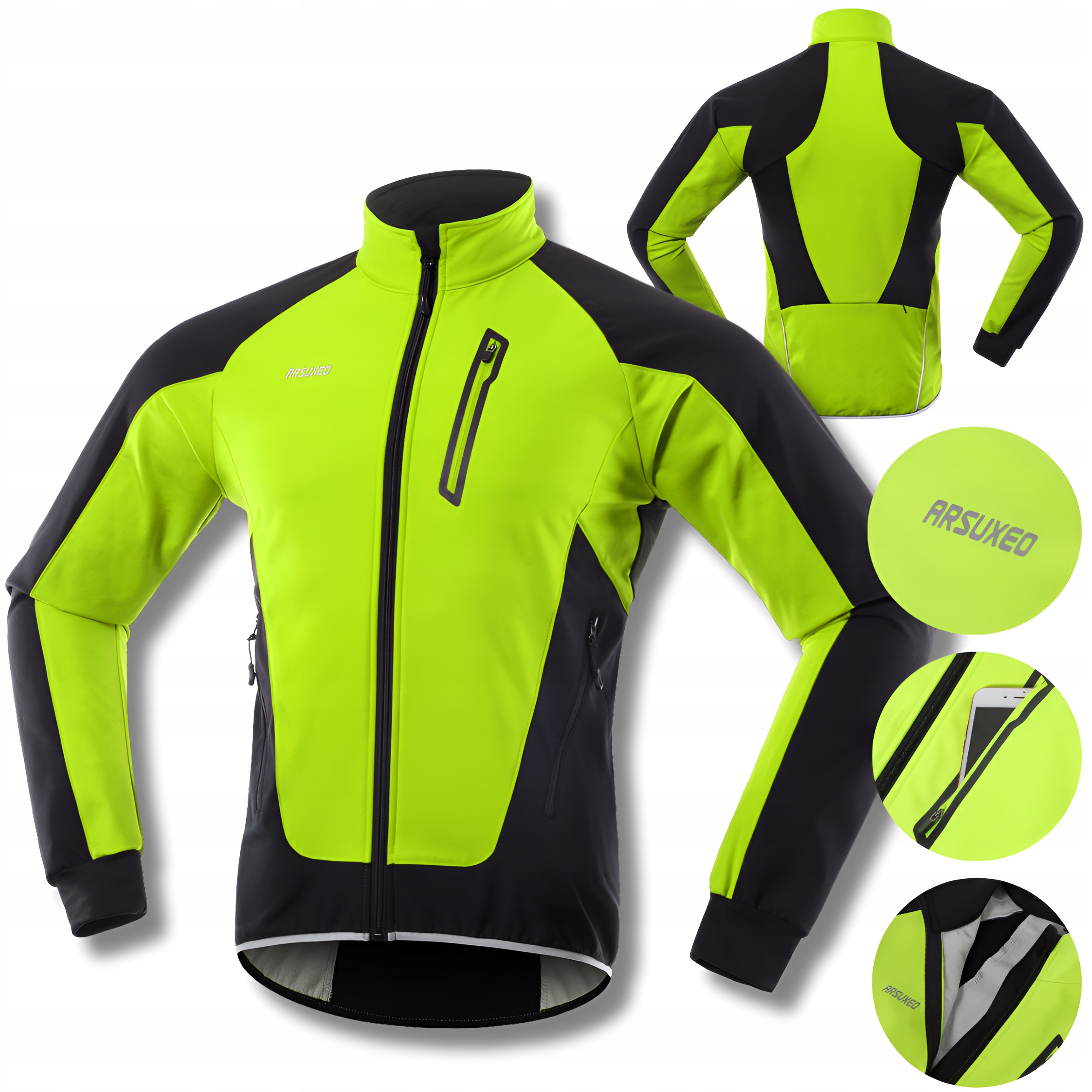 Kurtka Rowerowa Męska Zimowa Softshell Ocieplana Termoaktywna Żż Arsuxeo XL