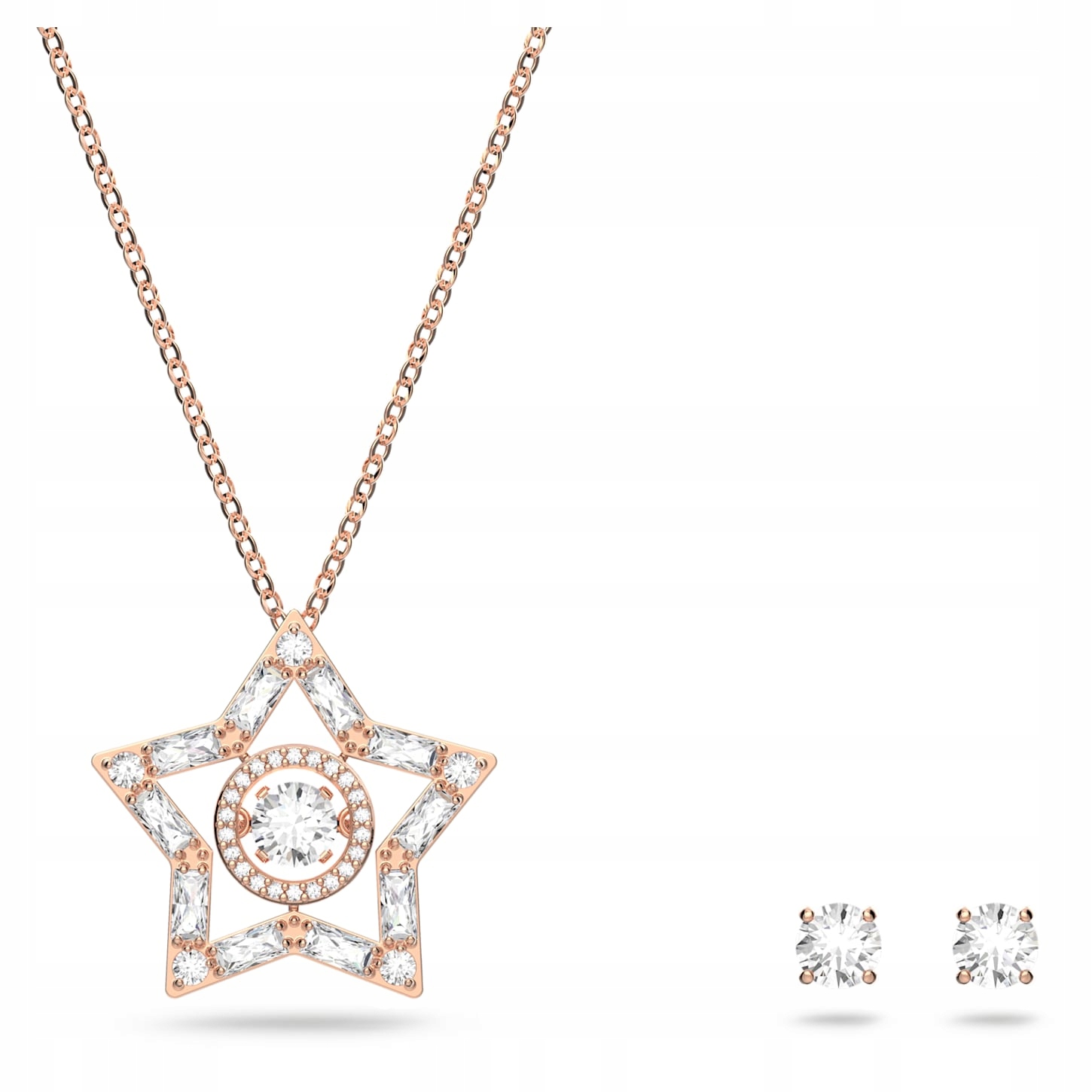 Sada Swarovski Náhrdelník Stella Náušnice krystaly ocel růžové zlato