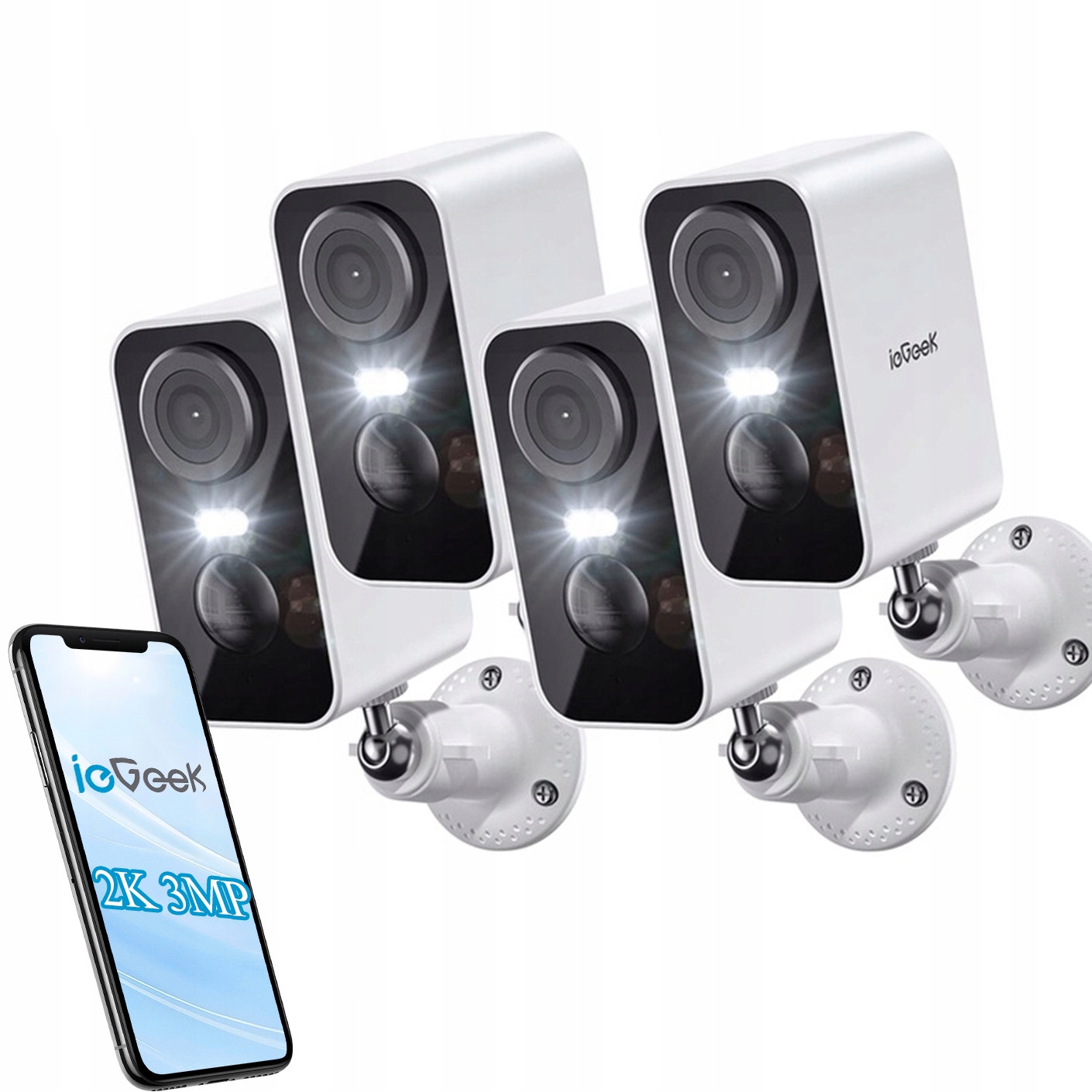 Venkovní bezpečnostní kamera Wifi 2K 3MPx Full Hd x4 s baterií 5200 mAh