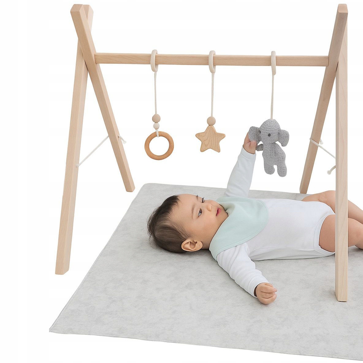 Stojak Drewniany Edukacyjny Baby Gym Gimnastyczny Bukowy Dla Dzieci