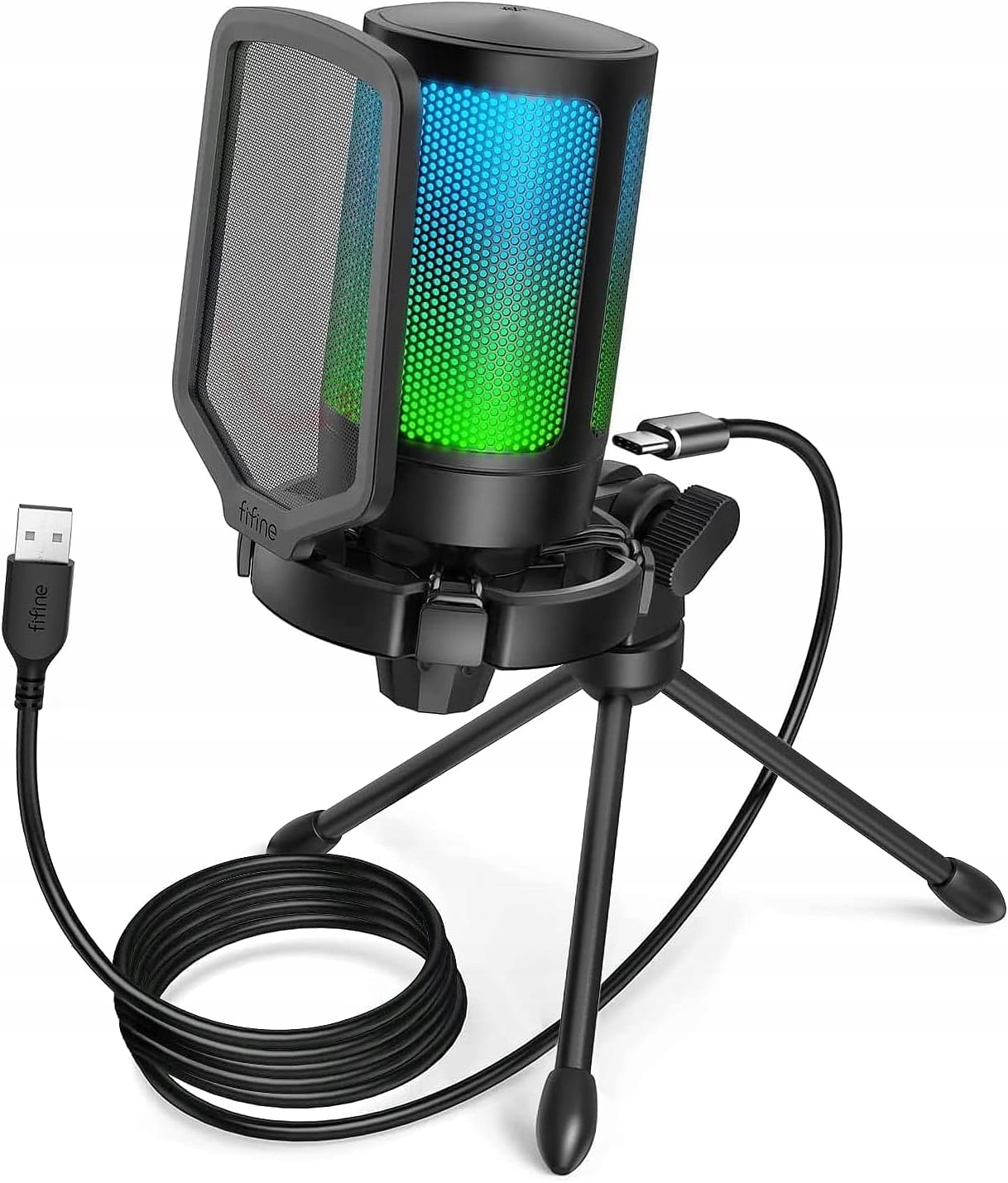 Herní Usb mikrofon Rgb kardioidní pro streamování
