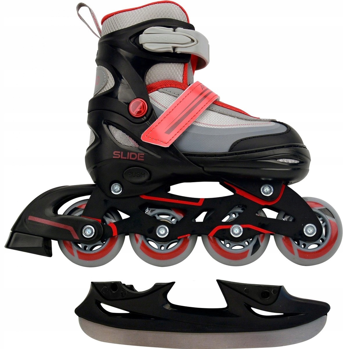 Regulowane Łyżworolki Rolki Łyżwy 2w1 Amigo 30-33 ABEC7 Czerwone