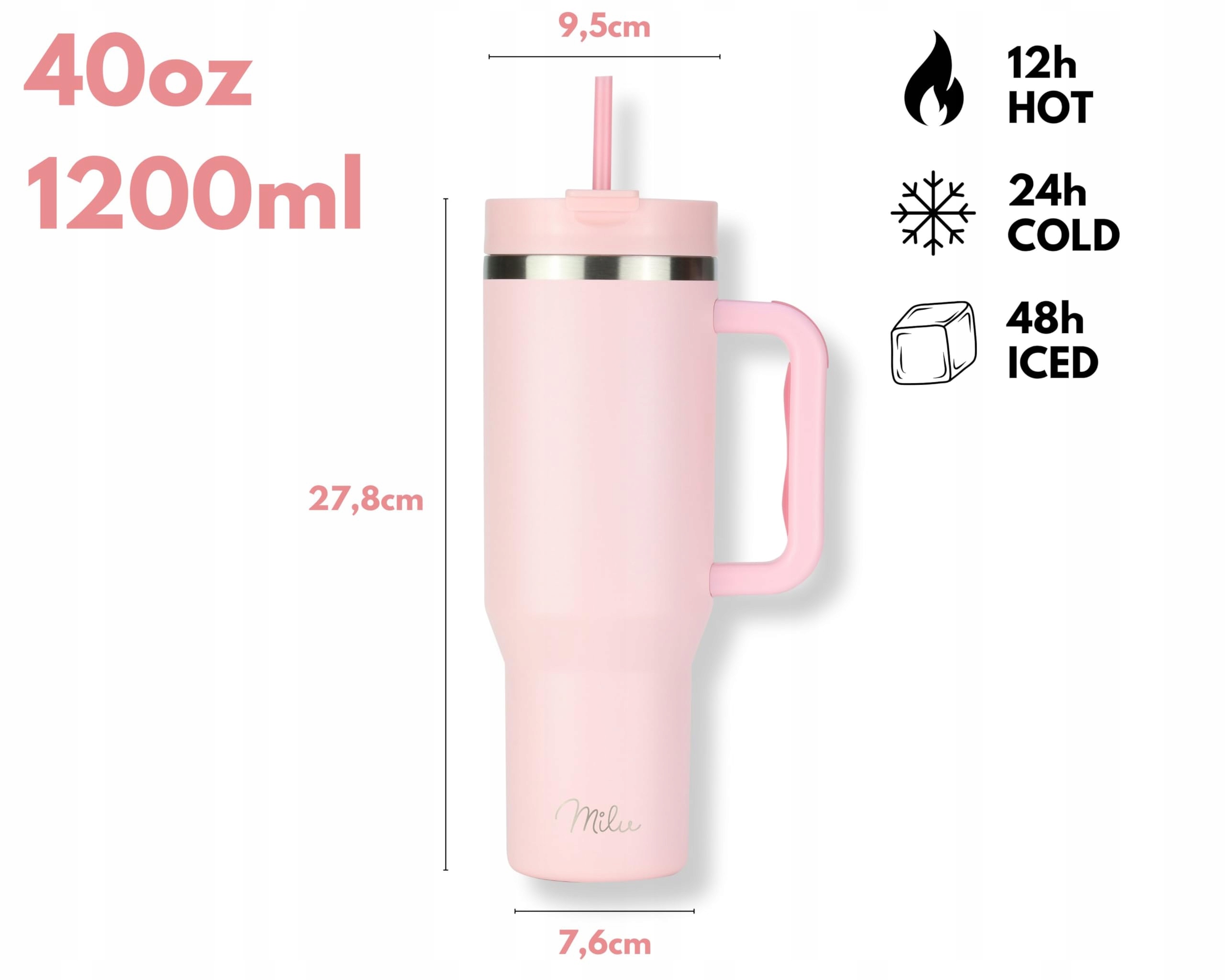 MILU Kubek Termiczny 1,2L Blossom Pink — miniatura 4