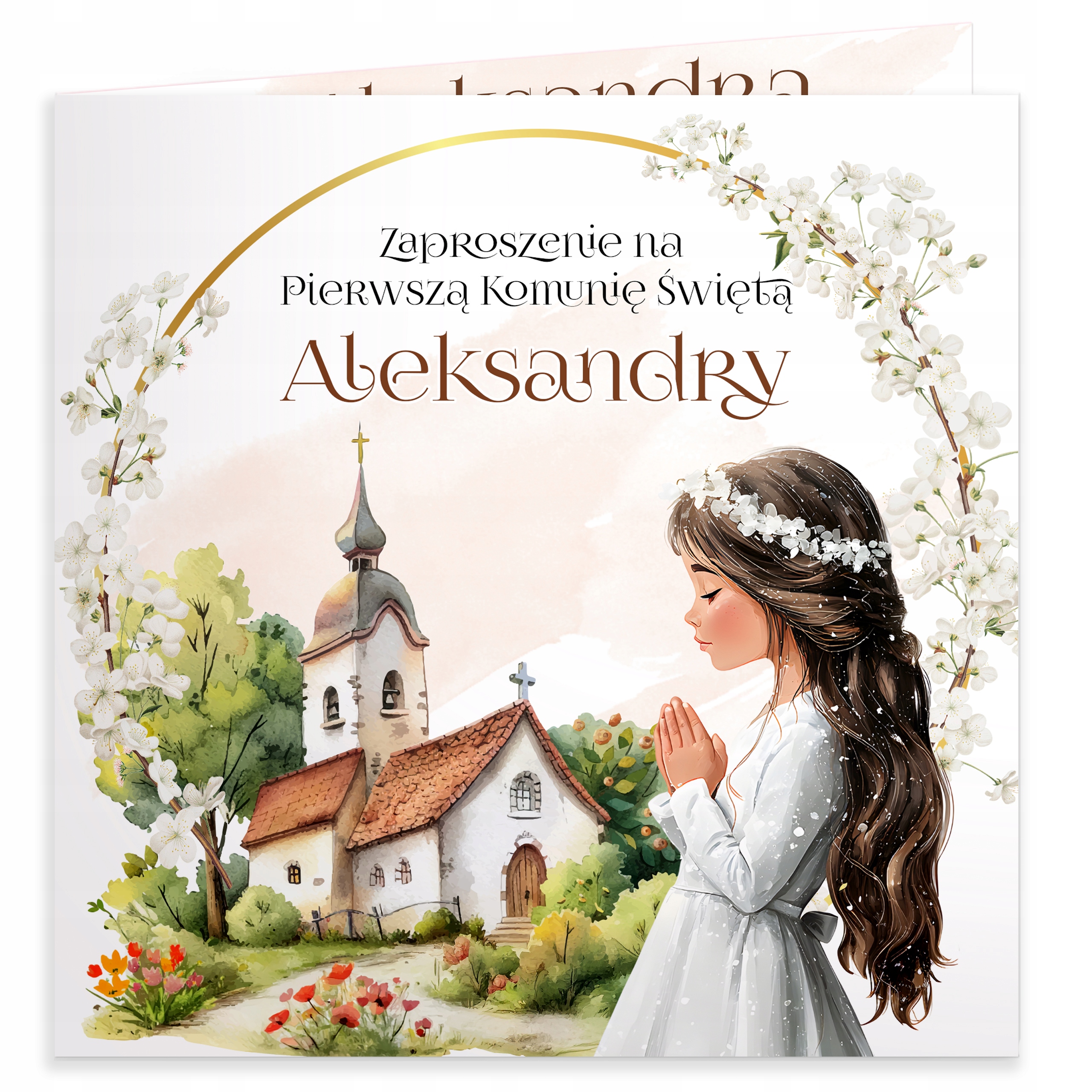 ZAPROSZENIA NA KOMUNIĘ PRZYJĘCIE DLA DZIEWCZYNKI Z IMIENIEM + KOPERTA