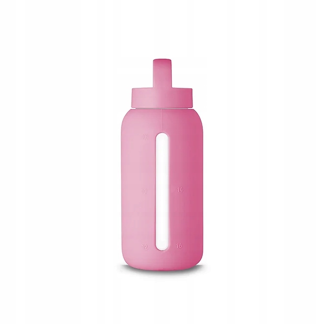 Szklana butelka z miarką 720 ml silikonowe Etui Flamingo Pink różowa Muuki